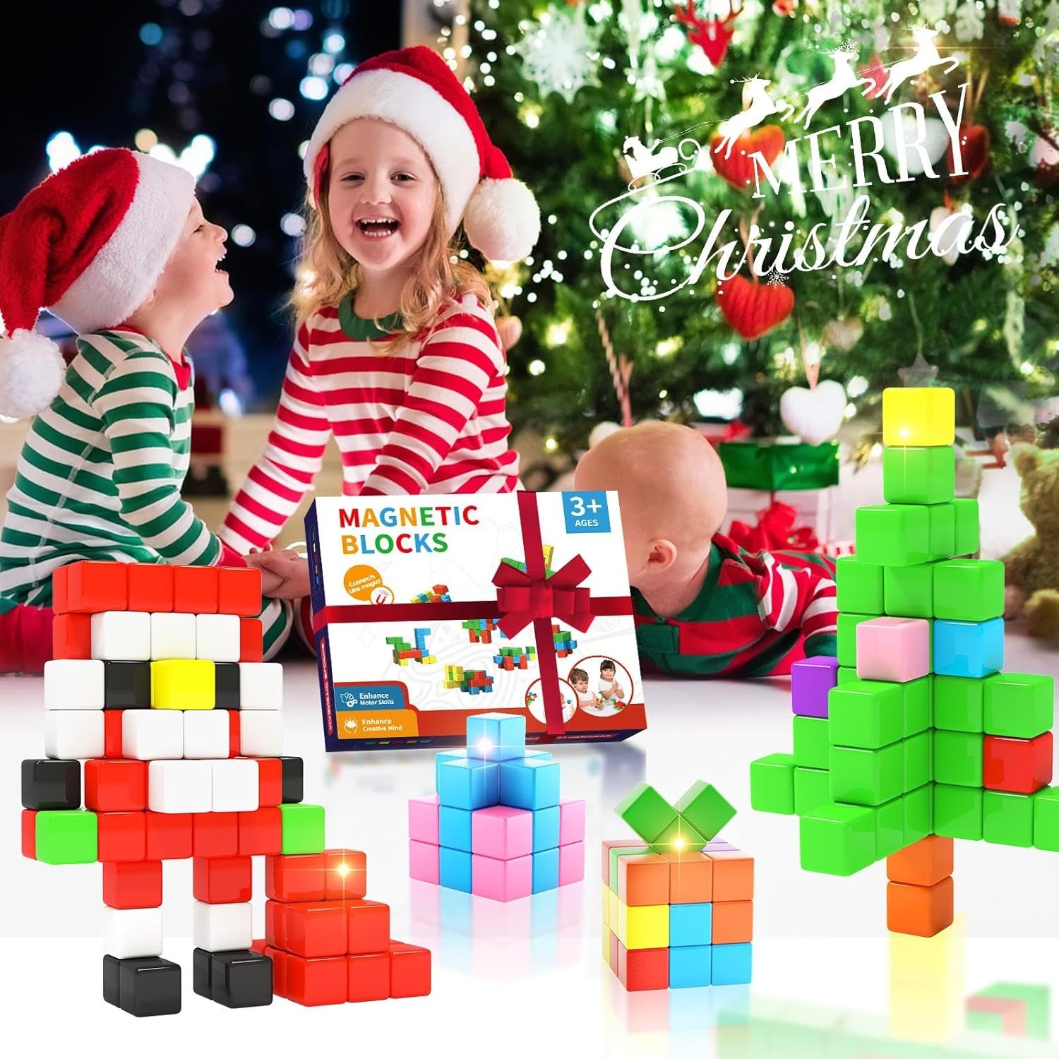 40pcs Magnetic Blocks -Ideal Gifts for 3 4 5 6 Year Old,STEM Learning Toys for 3
