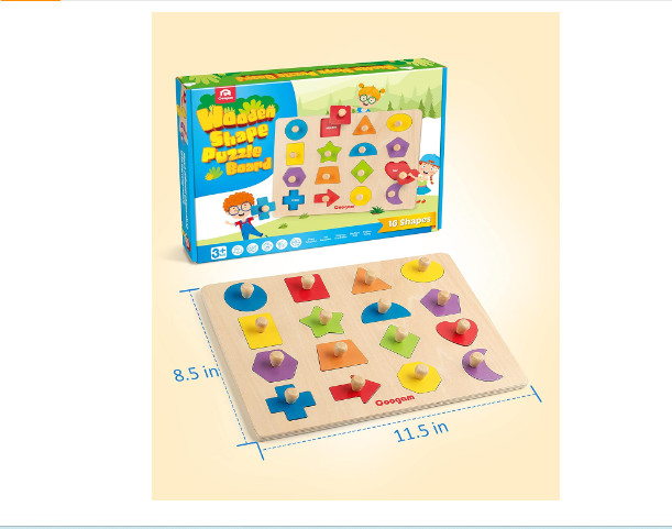 Jigsaw Kids Wooden Toy Puzzle Shapes Blocks For Preschool Baby 4-5 years