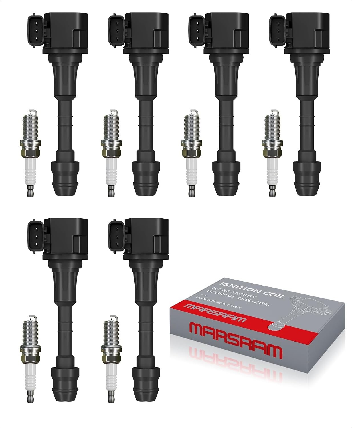 Marsram Ignition Coil Pack UF349 & Double Iridium Spark Plug 224018H515