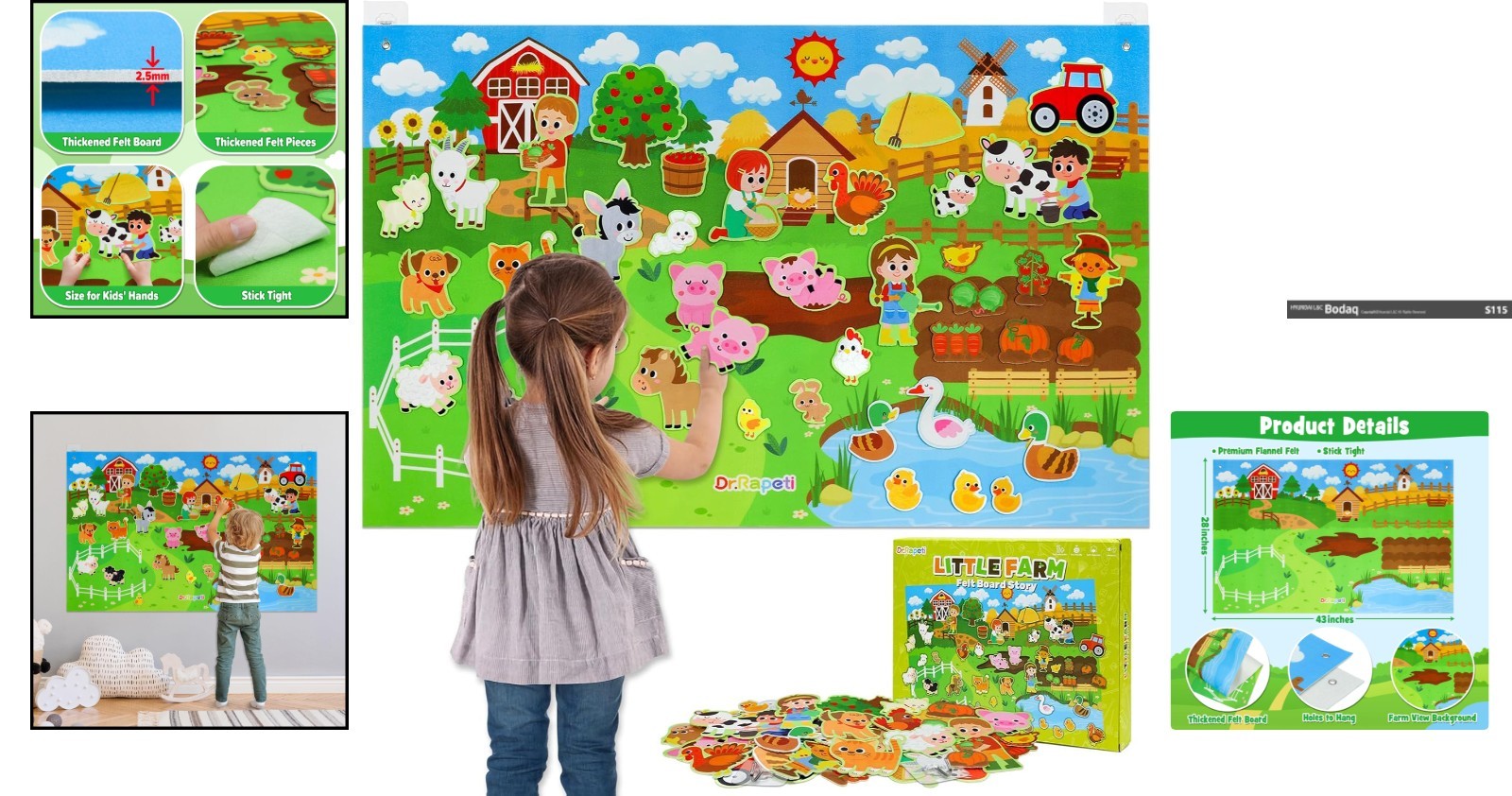 41-Piece Farm Animal Theme Interactive Felt Board – Fun Educational Toy for Kids