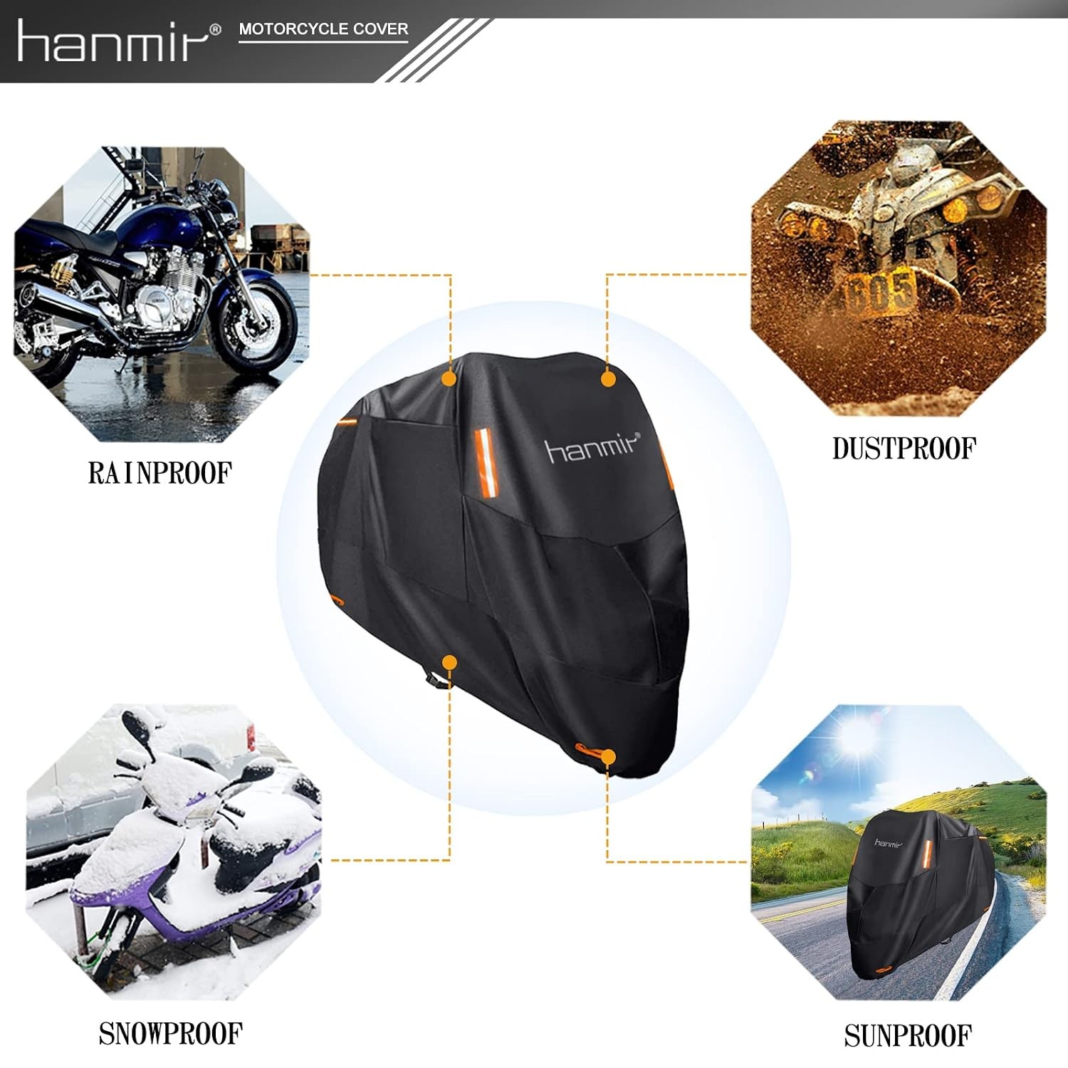 Motorcycle Waterproof Cover All Season Universal Outdoor Storage Protection