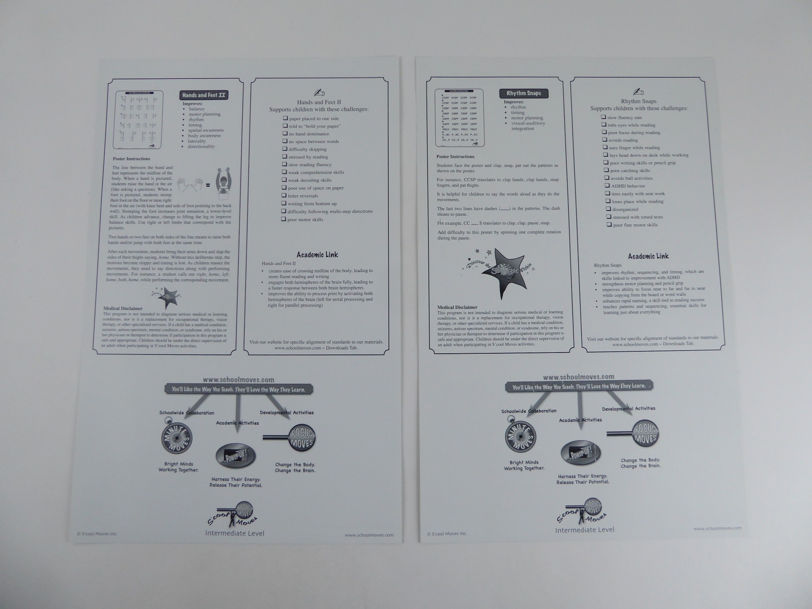 School Moves Focus Moves 11×15 Poster Picture Cards S’cool Lot of 10