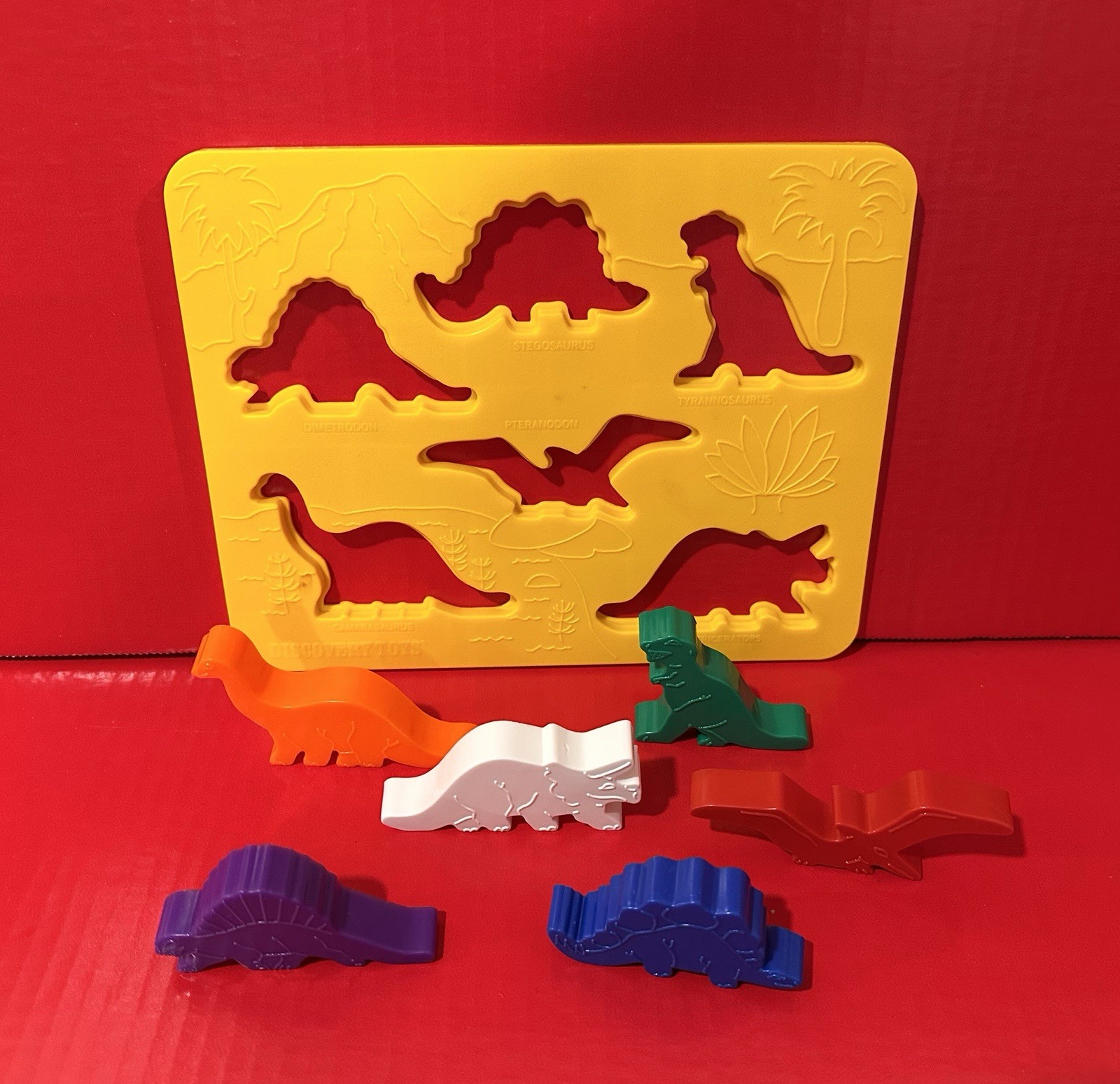 Discovery Toys Place & Trace Dinosaurs Animals Vehicles 1984 USA ~Complete Set!