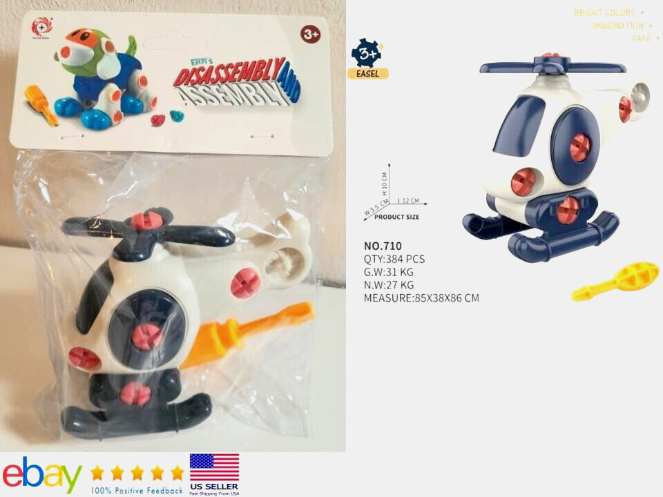 Educational Helicopter Toy Set Disassembly & Assembly Airplane STEM Kids Age 3+