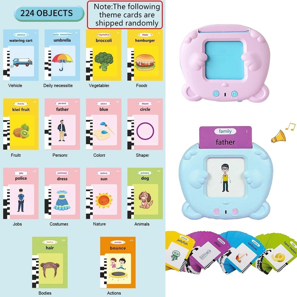 Talking Flash Cards for Kids Early Learning Educational Toy with Audio Sounds Mo