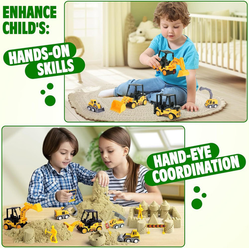 Billeeit Sand Construction Kit with Big Foldable Sandbox 15In X 15In, Yellow