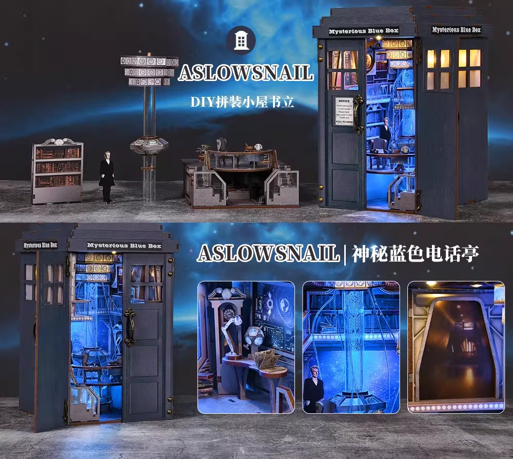 Doctor Who TARDIS DIY Puzzle Bookend Luminous Decoration Wooden Model Xmas Gift