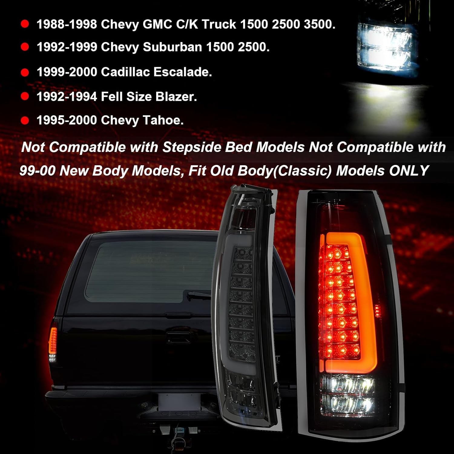 Tail Lights Chevy GMC 1988-1999 Smoked