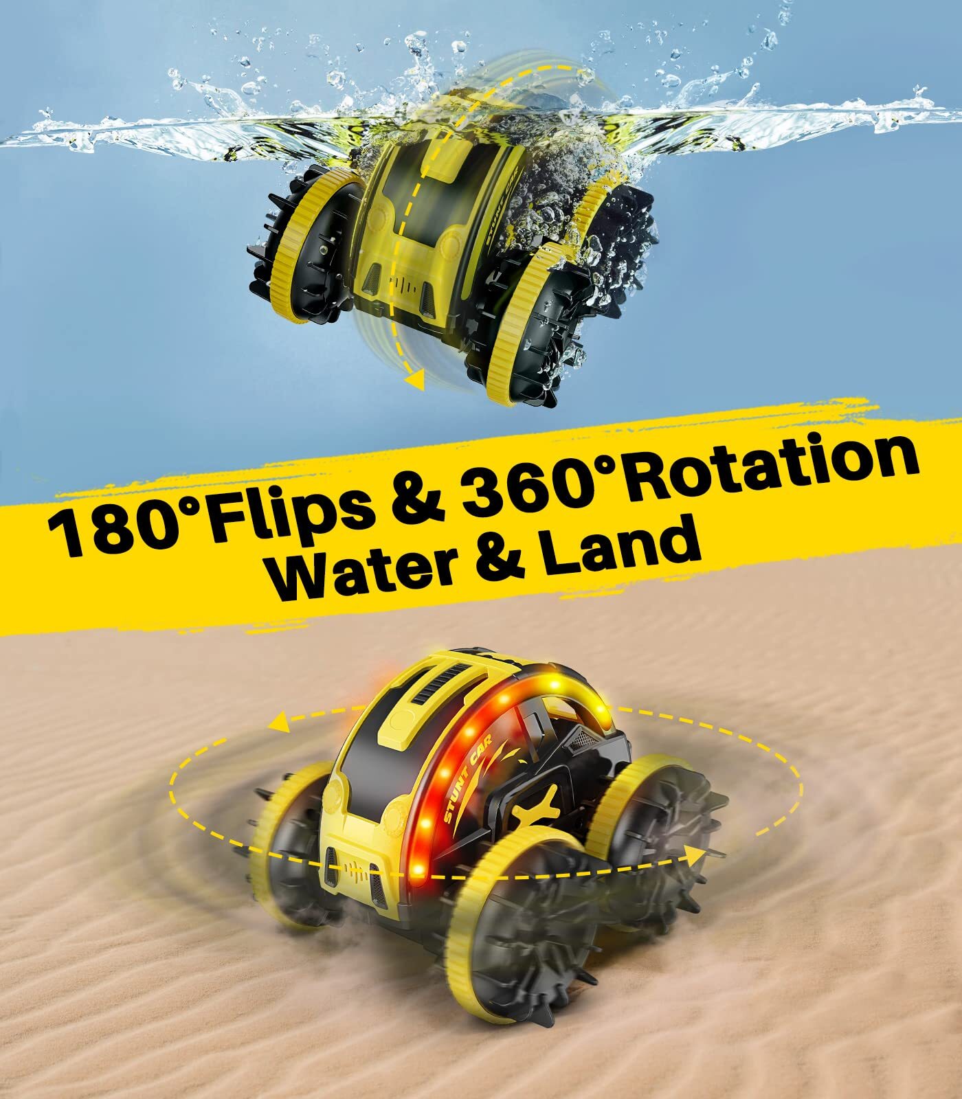 Amphibious Remote Control Car RC Waterproof IPX7 with 2 Rechargeable Batteries