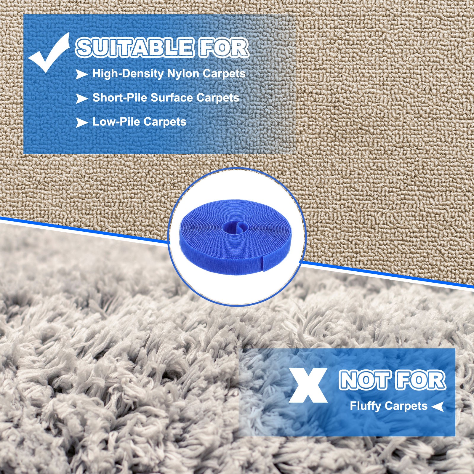 Carpet Marker Strips 1 Inch x 25 Ft, Floor Markers Nylon Strip, Blue
