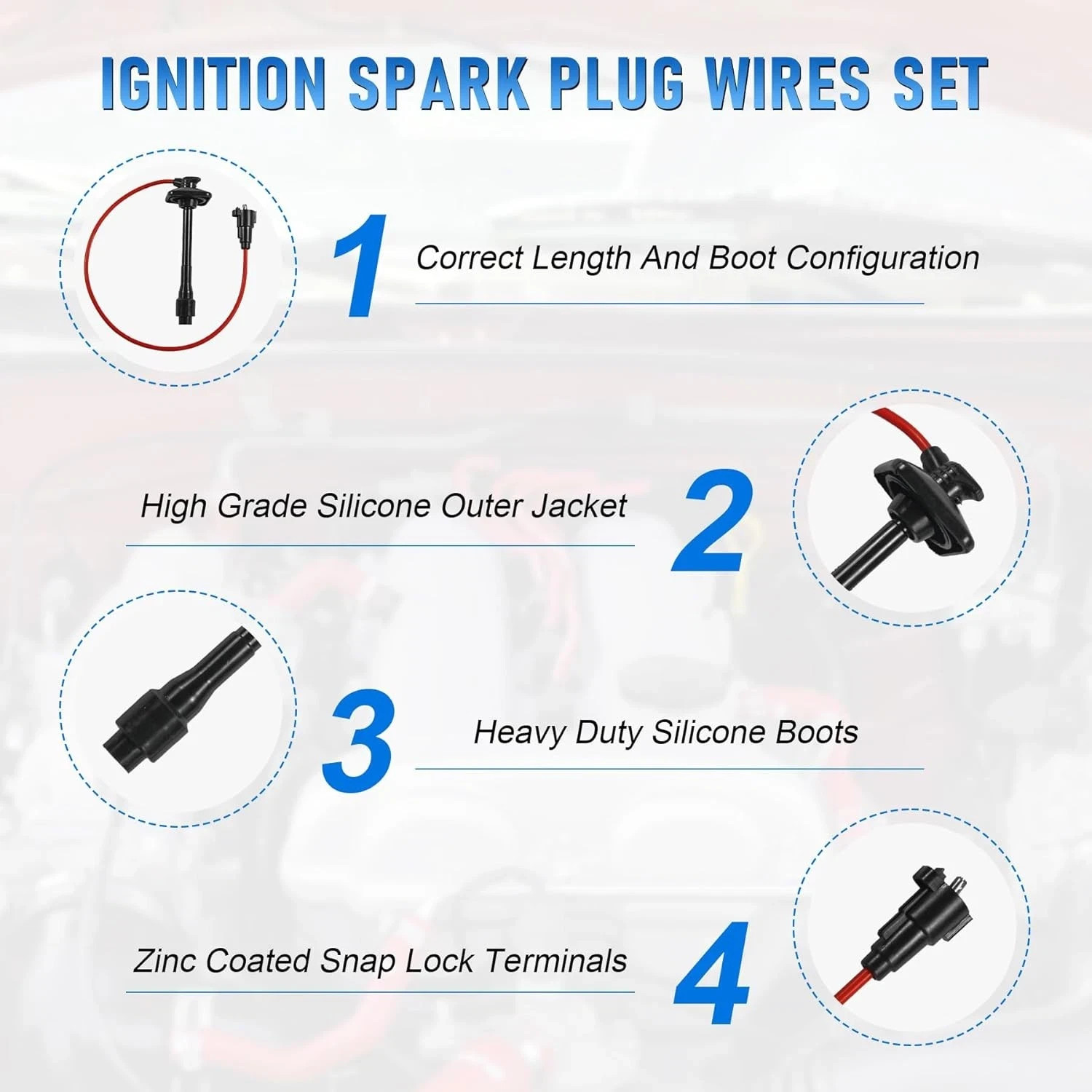 JDMSPEED New Ignition Spark Plug Wires Set Replacement for Toyota Camry Solara R