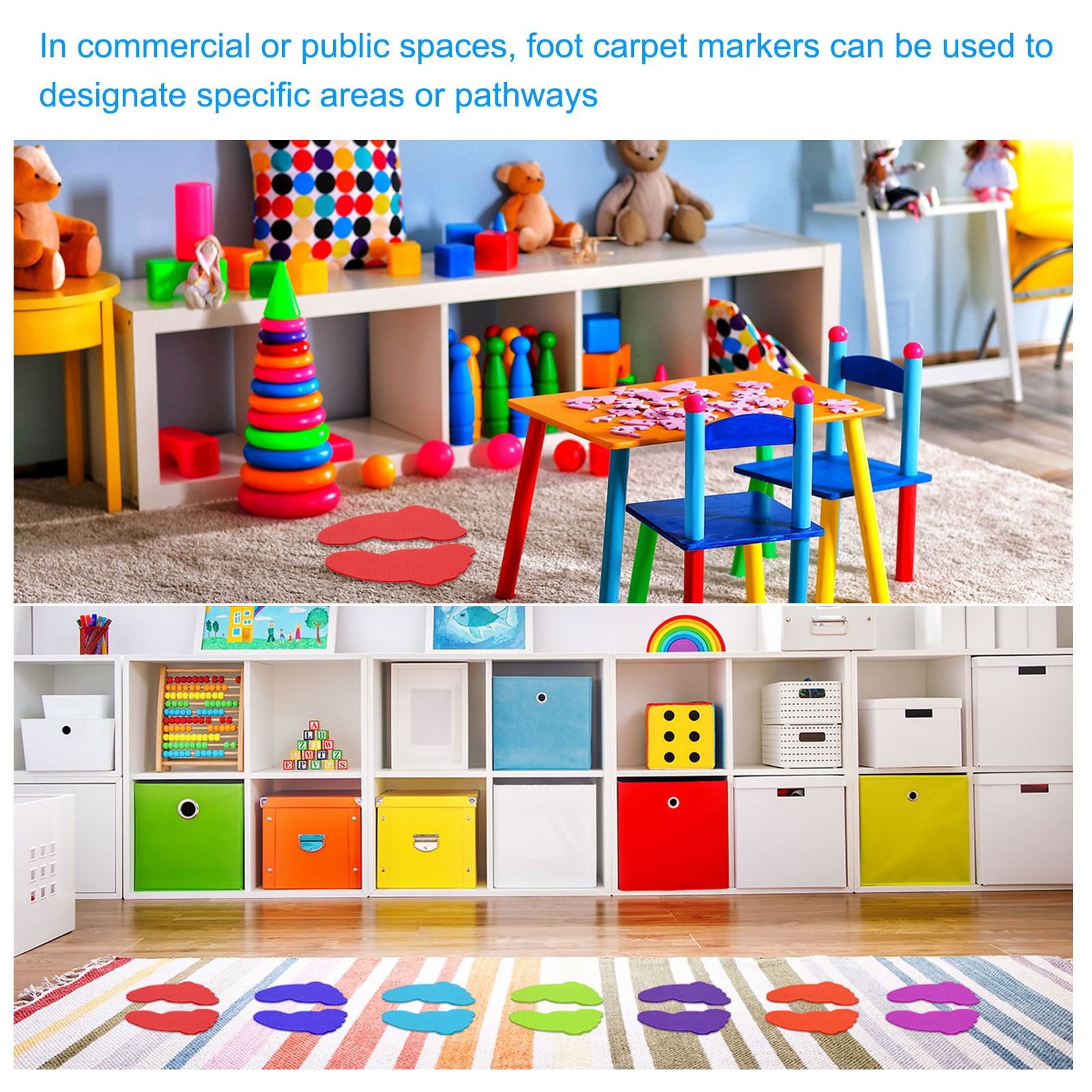 36 Pairs Foot Shaped Carpet Markers, Nylon Floor Spots Markers, Light Green