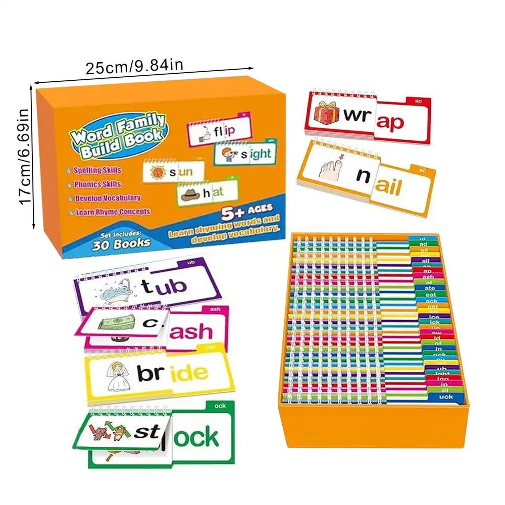 30 Read & Rhyme Word Family Flash Cards Phonics Reading Learning Educational Set