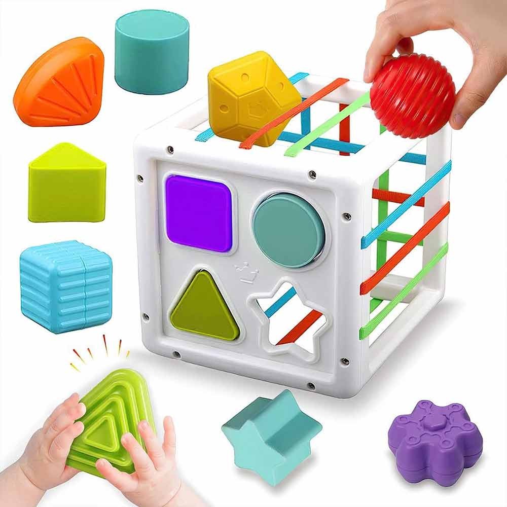 Shape Sorter & Stacking Blocks – Montessori Sensory Toy, Early Learning Set