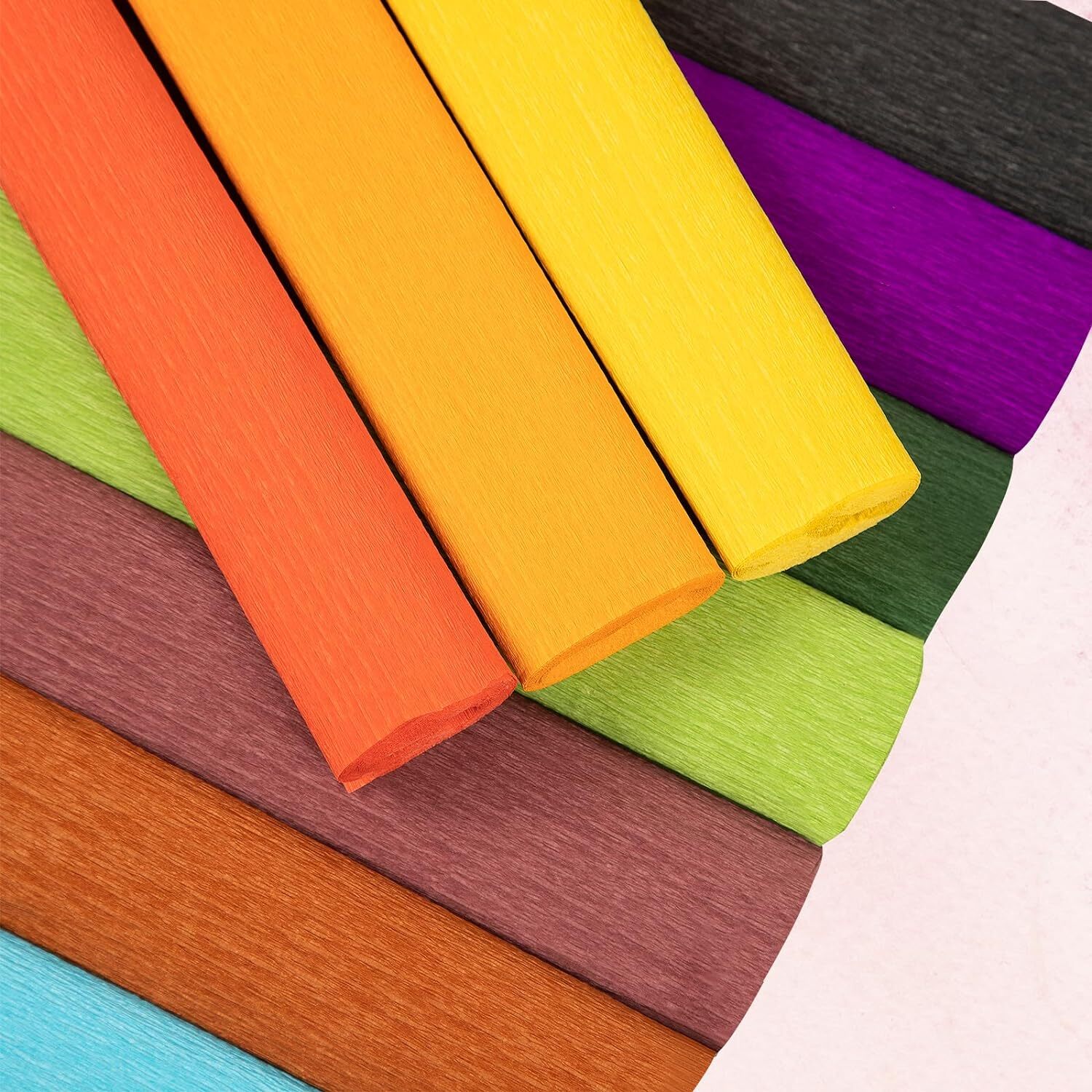12 Colors Crepe Paper Rolls, 10 x 98Inch Wide Sheets Deep Color
