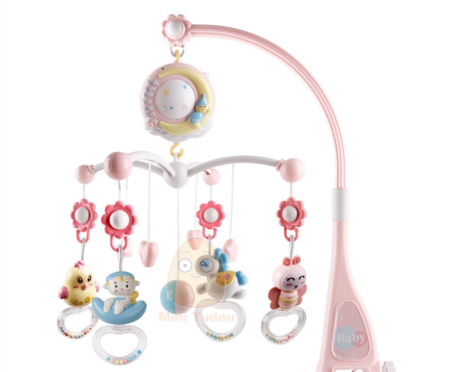 Baby Rattles Crib Mobiles Toy Holder Rotating Mobile Bed Bell Musical Box Projec