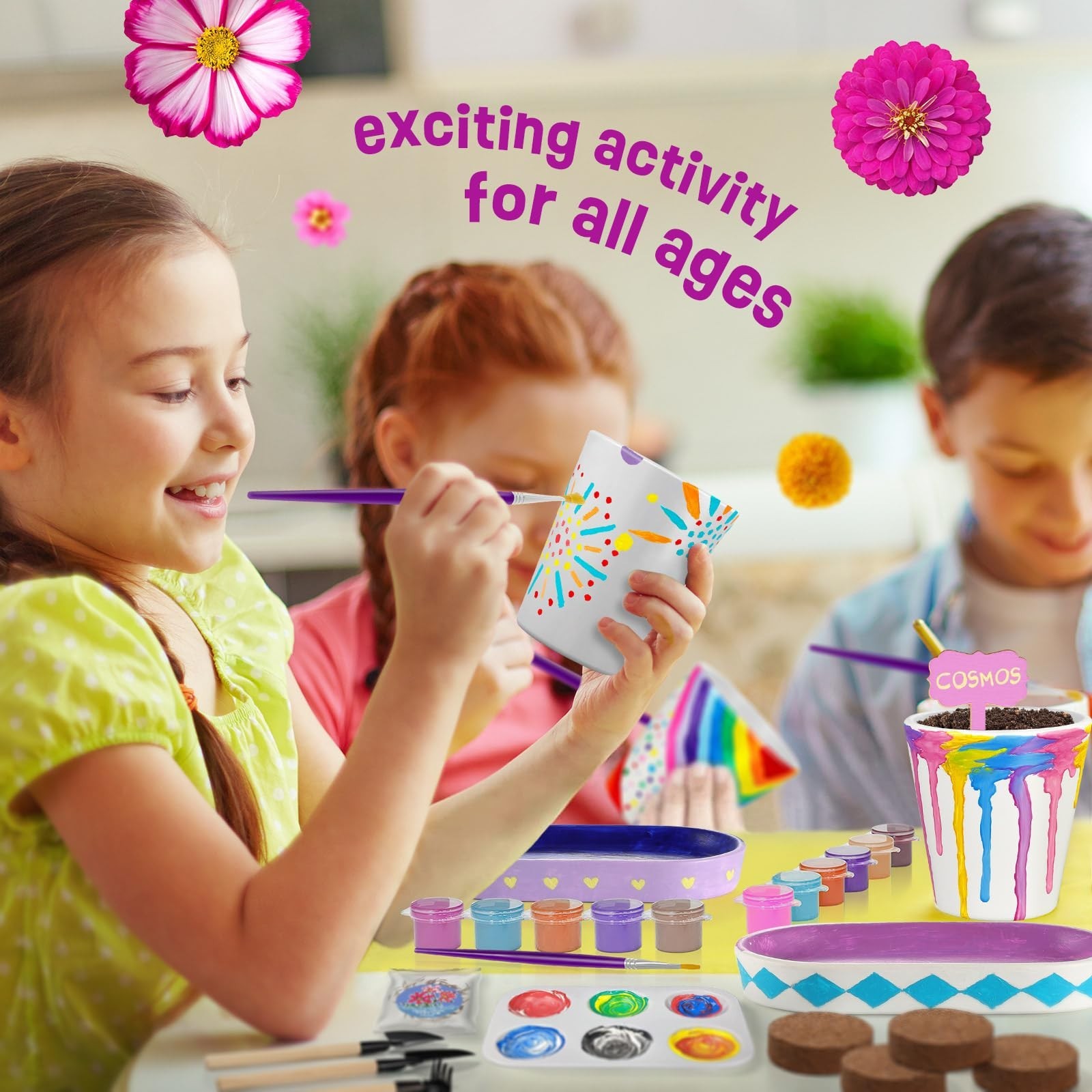 4 Set Paint & Plant Flower Gardening Kit – Gifts for Girls Ages 8-12, Arts…