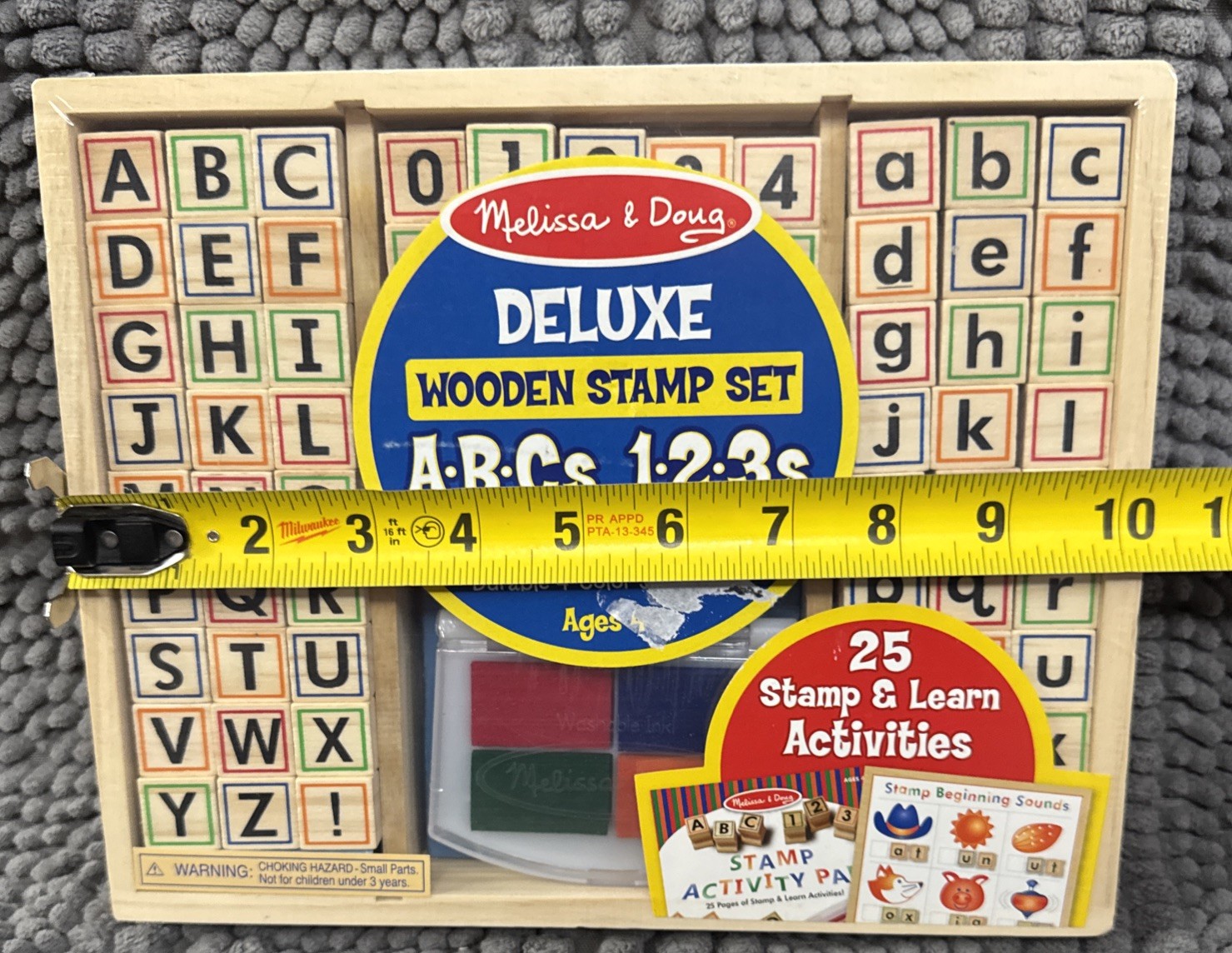 Melissa & Doug – Deluxe Wooden Stamp Set – 25 Stamp & Learn Activity – ABCs 123s