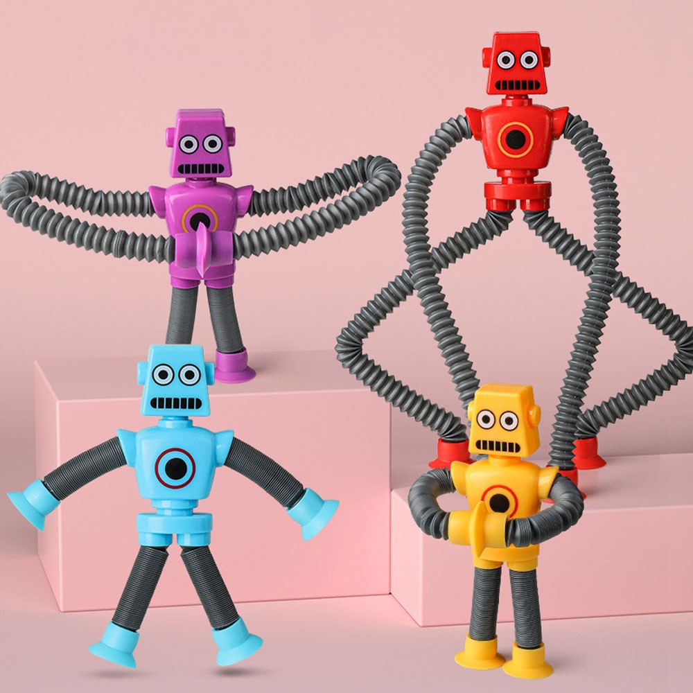 LED Telescopic Suction Cup Robots Toy Stress Relief Light Up Robot Toy GN