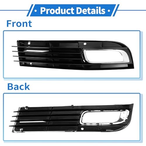 1pc Fog Light Grill for Audi A8 D3 2008-2010 Durable ABS Black Silver Tone