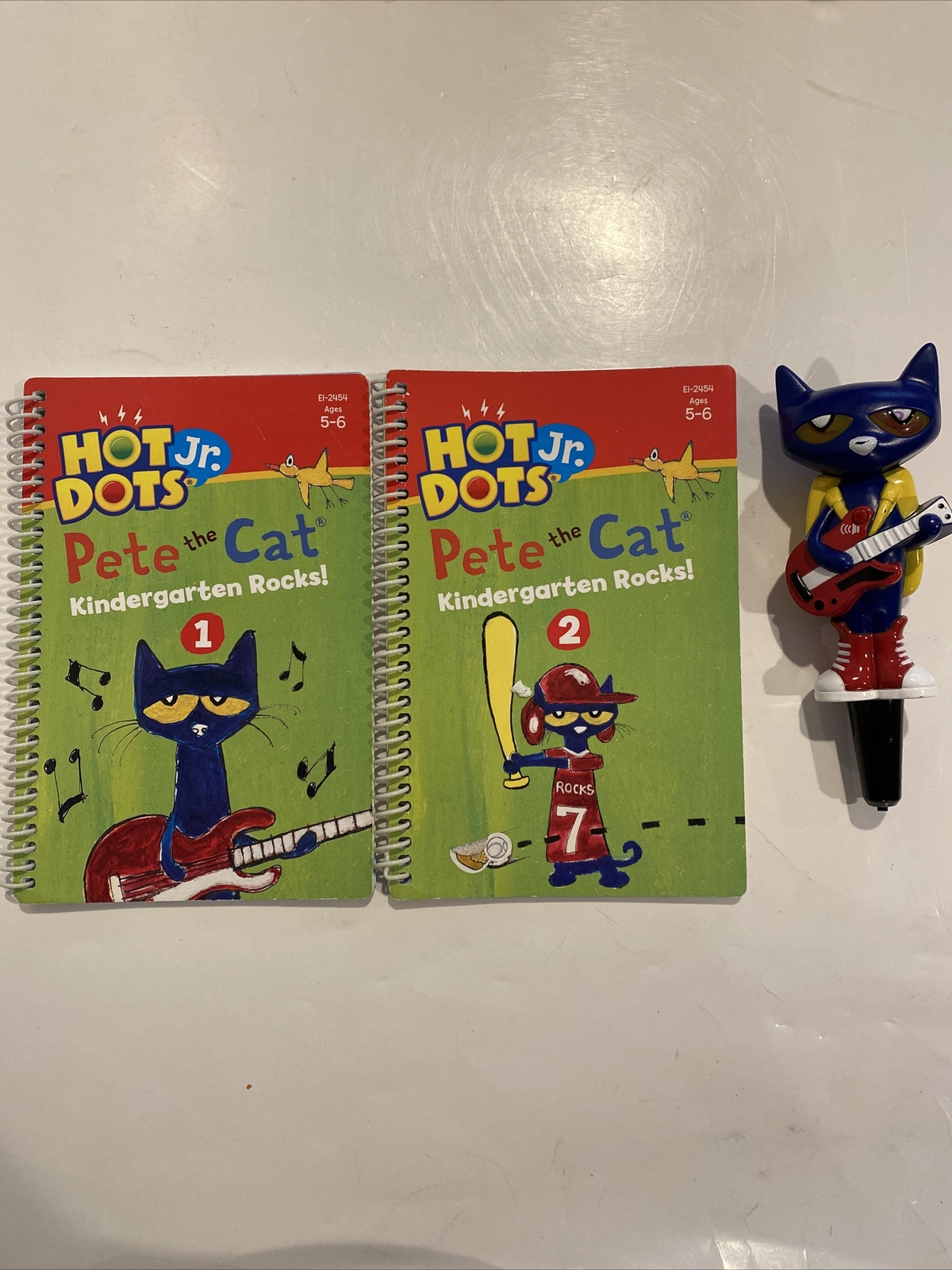 Hot Dots Jr Pete The Cat Interactive Pen w Books 1 & 2 Educational Insights 2010
