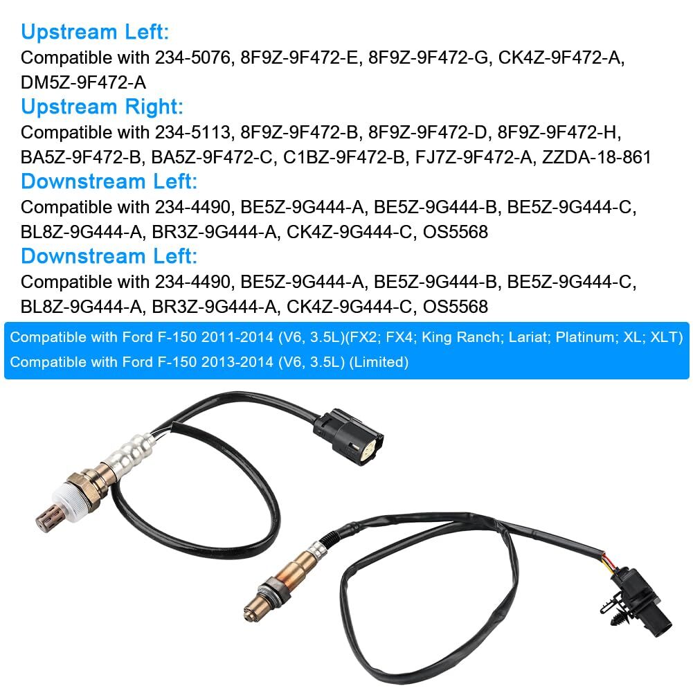 JDMON 4PCS O2 Oxygen Sensor Upstream & Downstream Replacement for Ford F150 V6