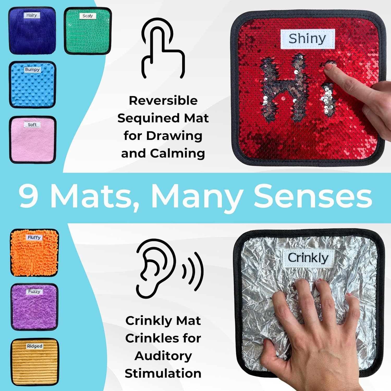 9 Labeled Sensory Mats W/Lesson Plans | Sensory Toys for Kids with Autism | Mats