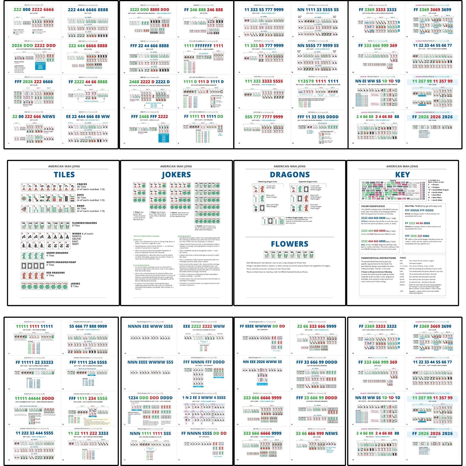 Mah Jongg Cards 2026 Visual Reference 72 Hands Learning Aid
