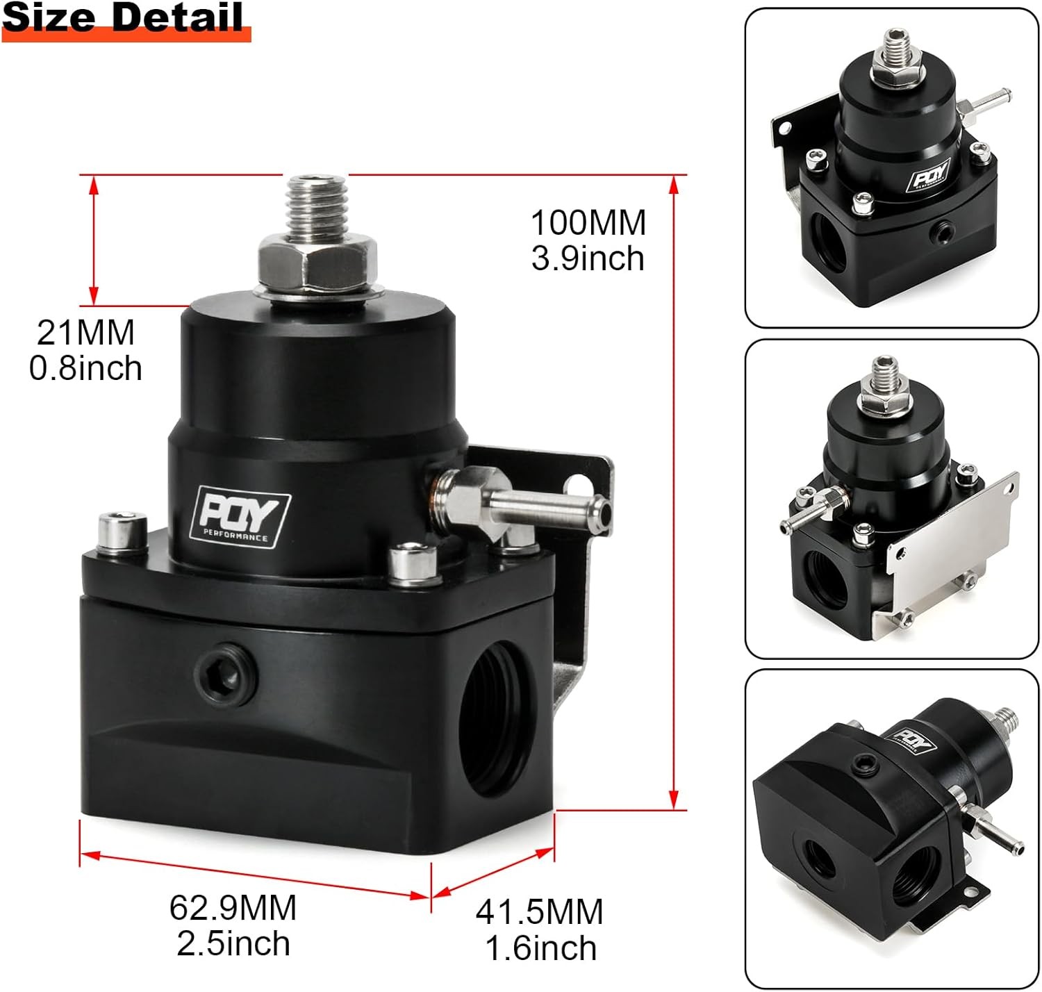 Adjustable Fuel Pressure Regulator Kit 3-110PSI with AN10 Feed Port and AN6