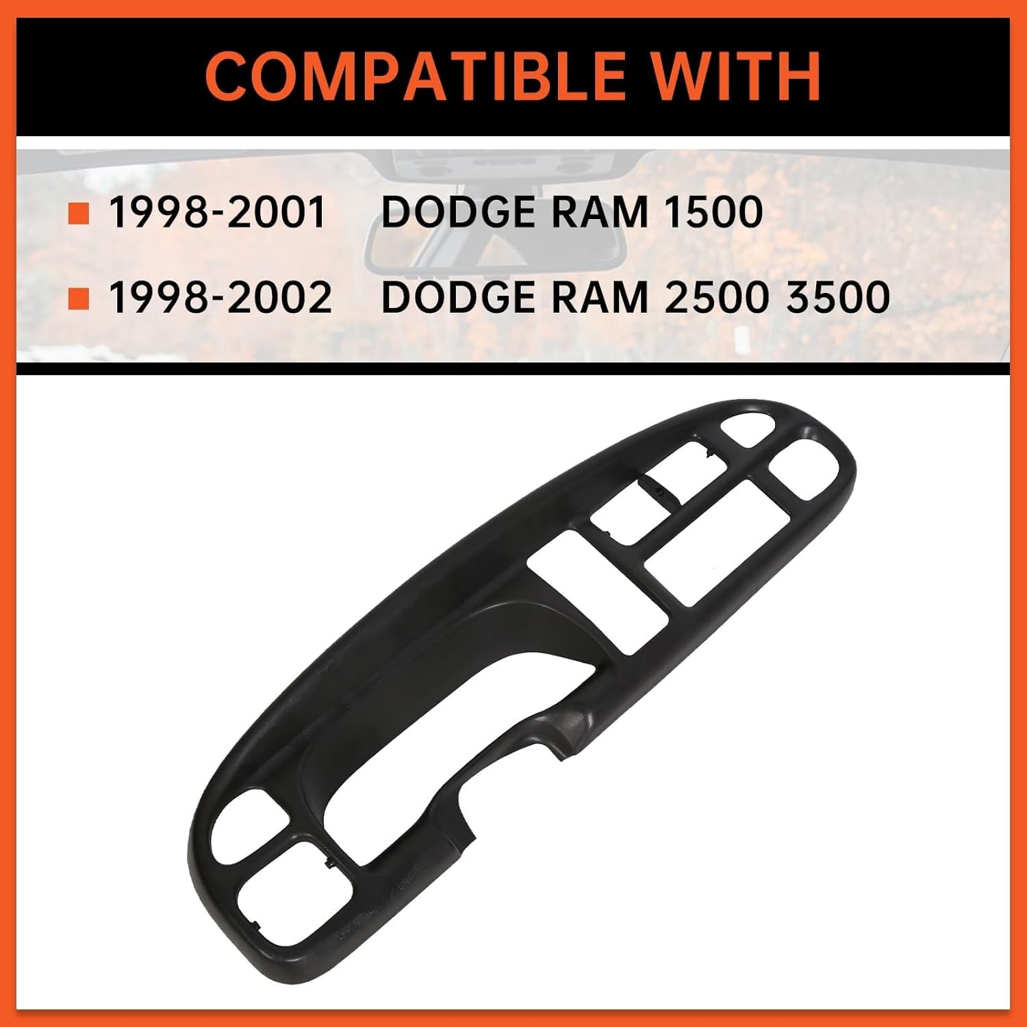 ECOTRIC Dash Board Bezel Cover Compatible with 1998-2002 Dodge Ram 1500 2500
