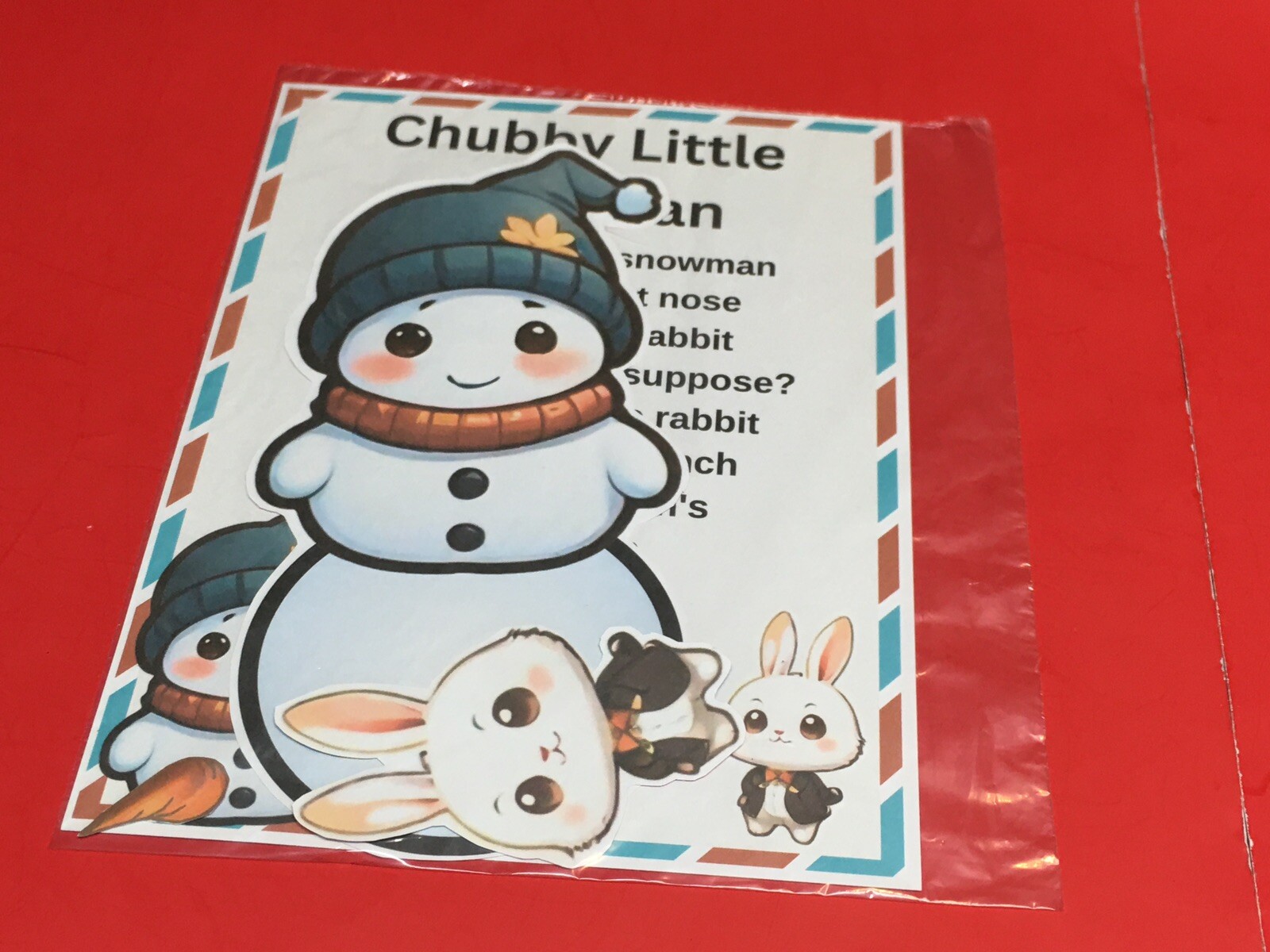 CHUBBY LITTLE SNOWMAN – FLANNEL FELT BOARD LAMINATED STORY and PIECES