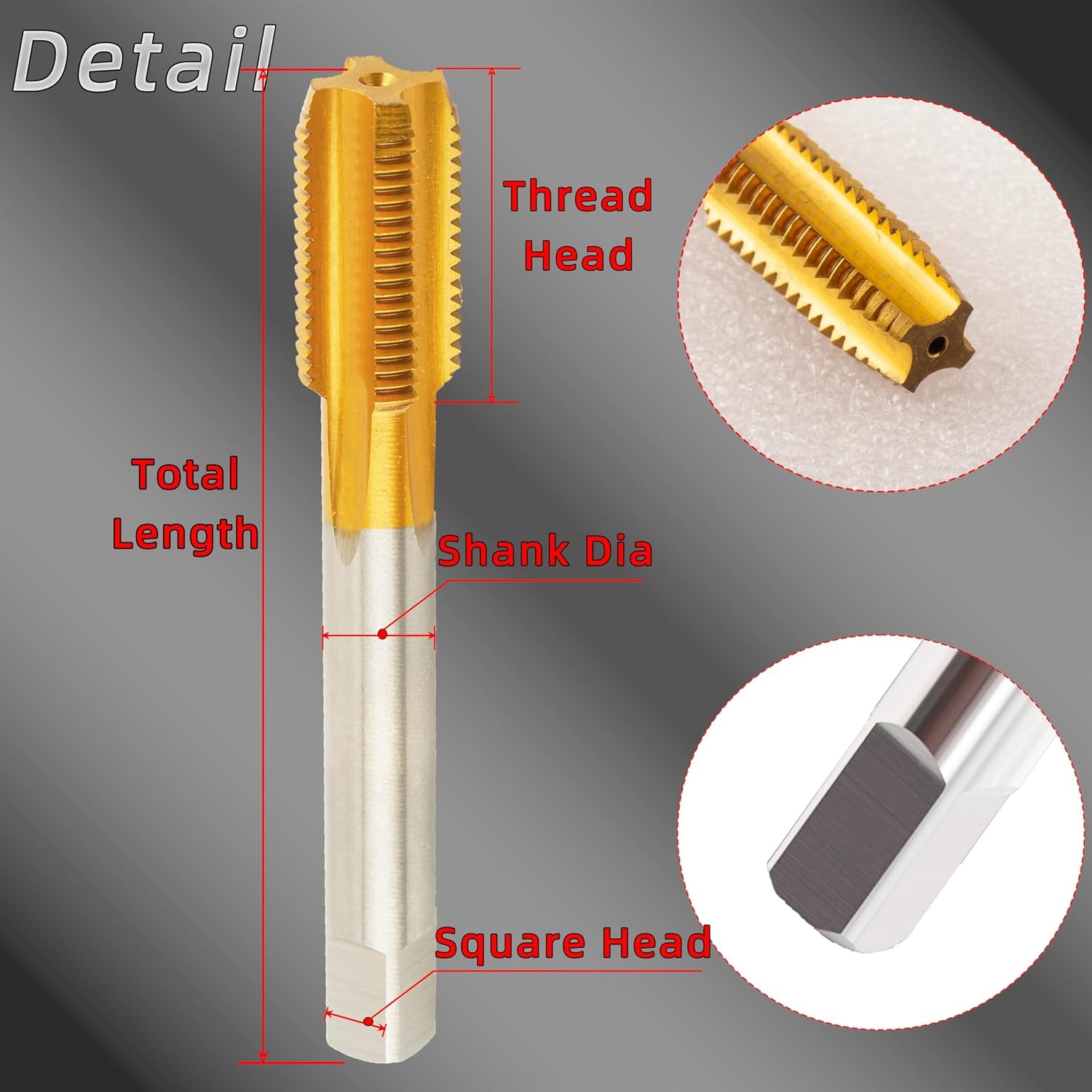 M12X1.0 Thread Tap, Ti-Coated M2 HSS M12 x 1 Thread Milling Tap Right Hand