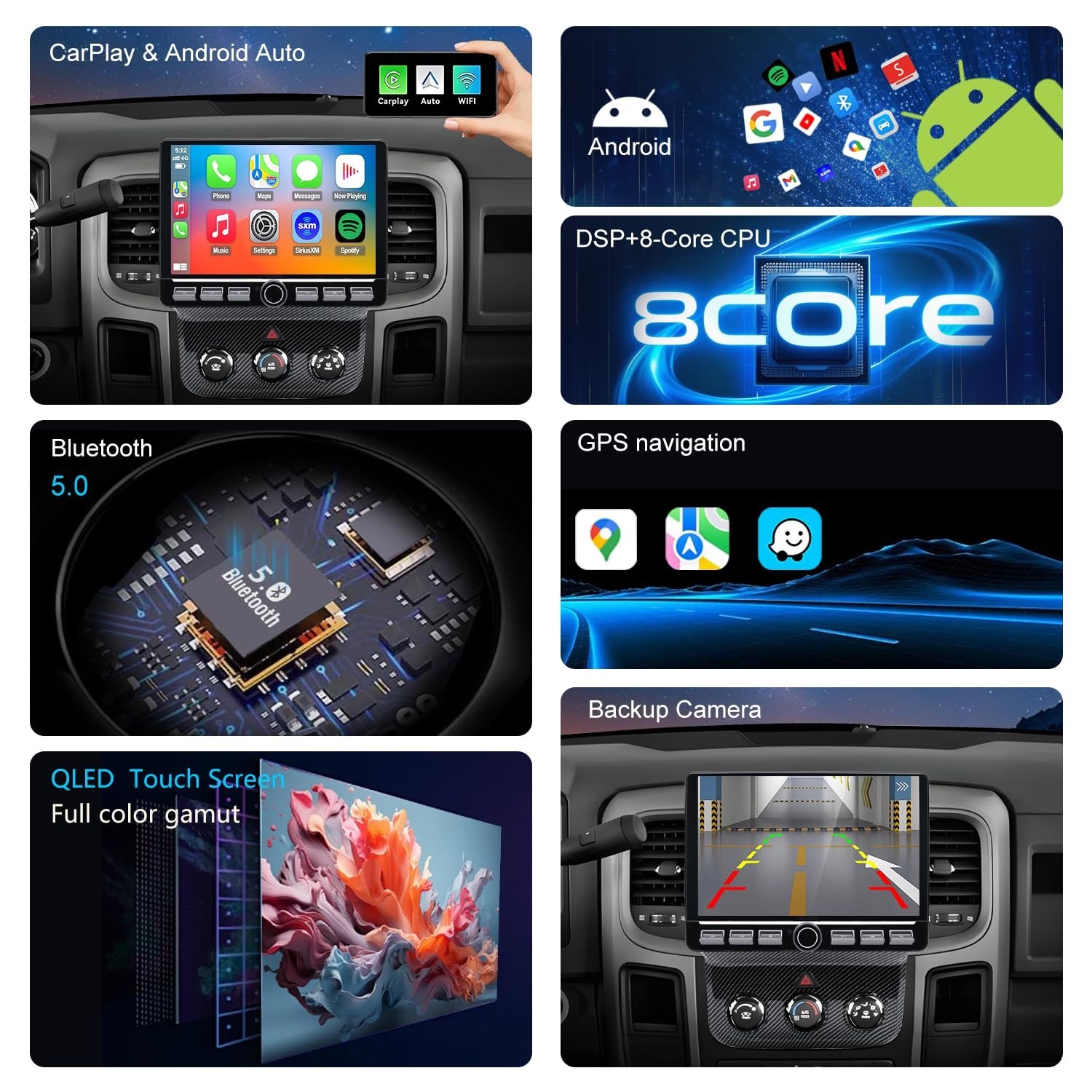 4G Network Radio for Dodge RAM 2013 2014 2015 2016 2017 2018 Upgrade,Carbon F…