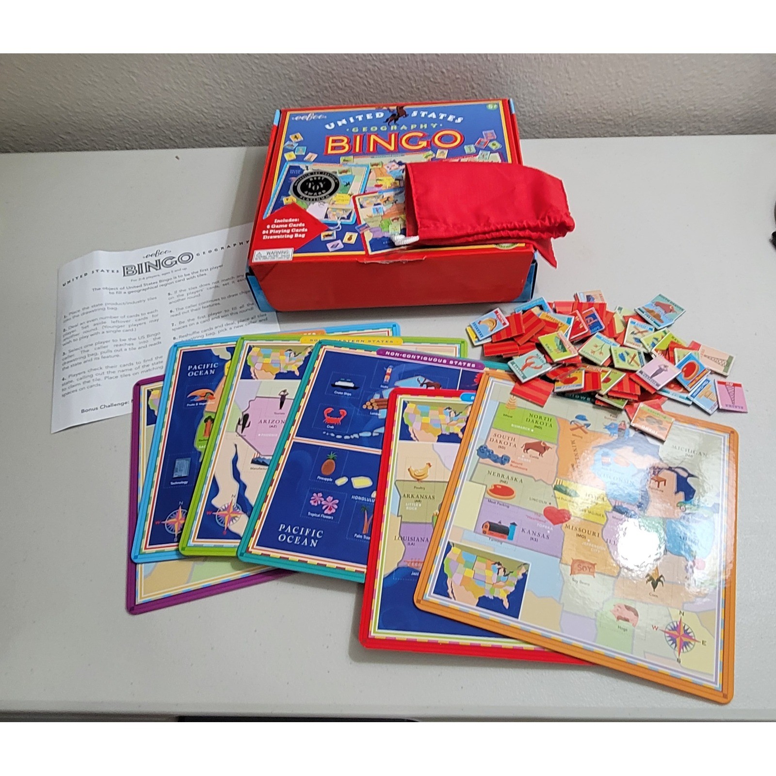 eeBoo United States Geography Bingo Kids Game Blue Good 1 Missing Piece