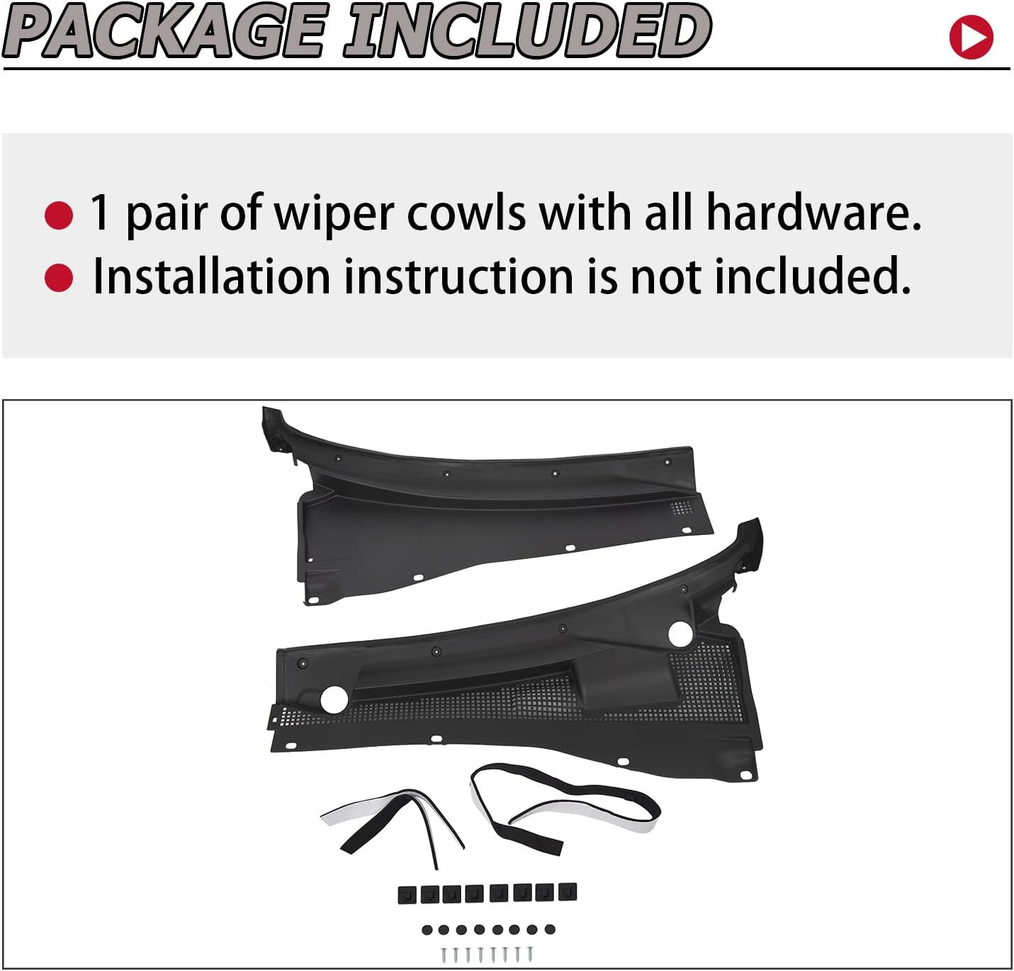 Wiper Cowl Grille for 2001-2007 Ford Escape & Mercury Mariner – Set of 2 Black