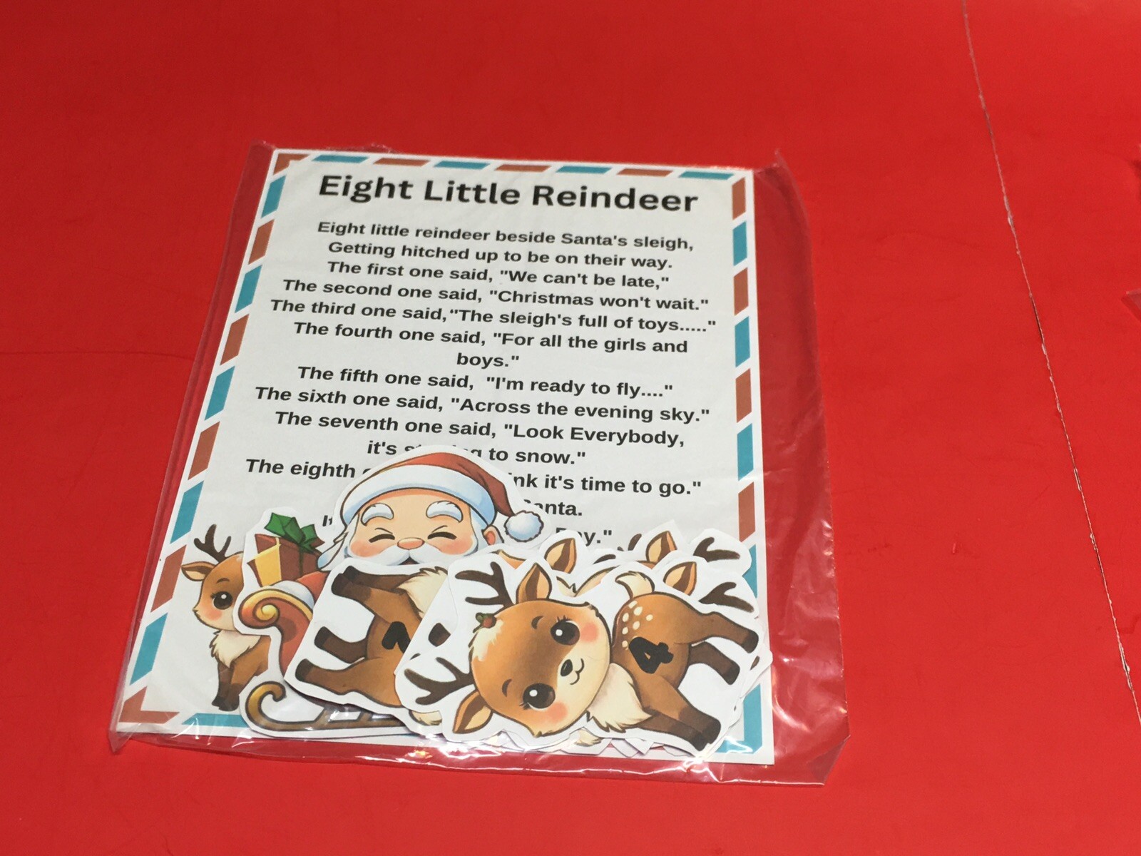 EIGHT LITTLE REINDEER – FLANNEL FELT BOARD LAMINATED STORY and PIECES