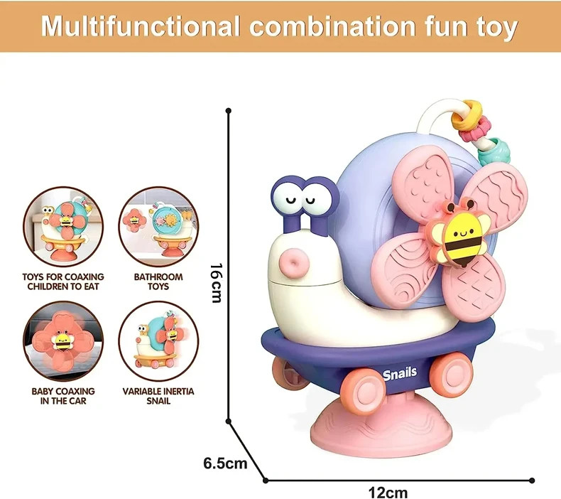 Baby Suction Cup Spinner Toy Montessori Sensory Fine Motor Infant Travel Toy