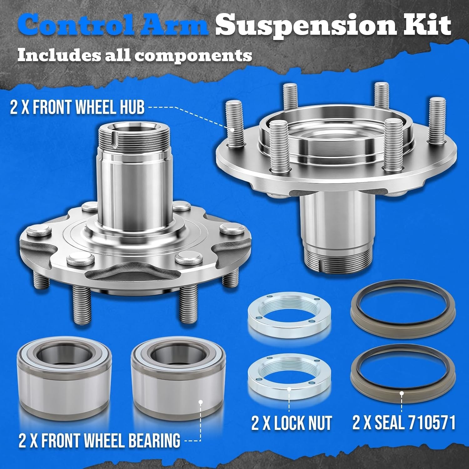 2 Front Wheel Hub Bearing Kits Fit for 2000-2006 Tacoma 2.7L 1999