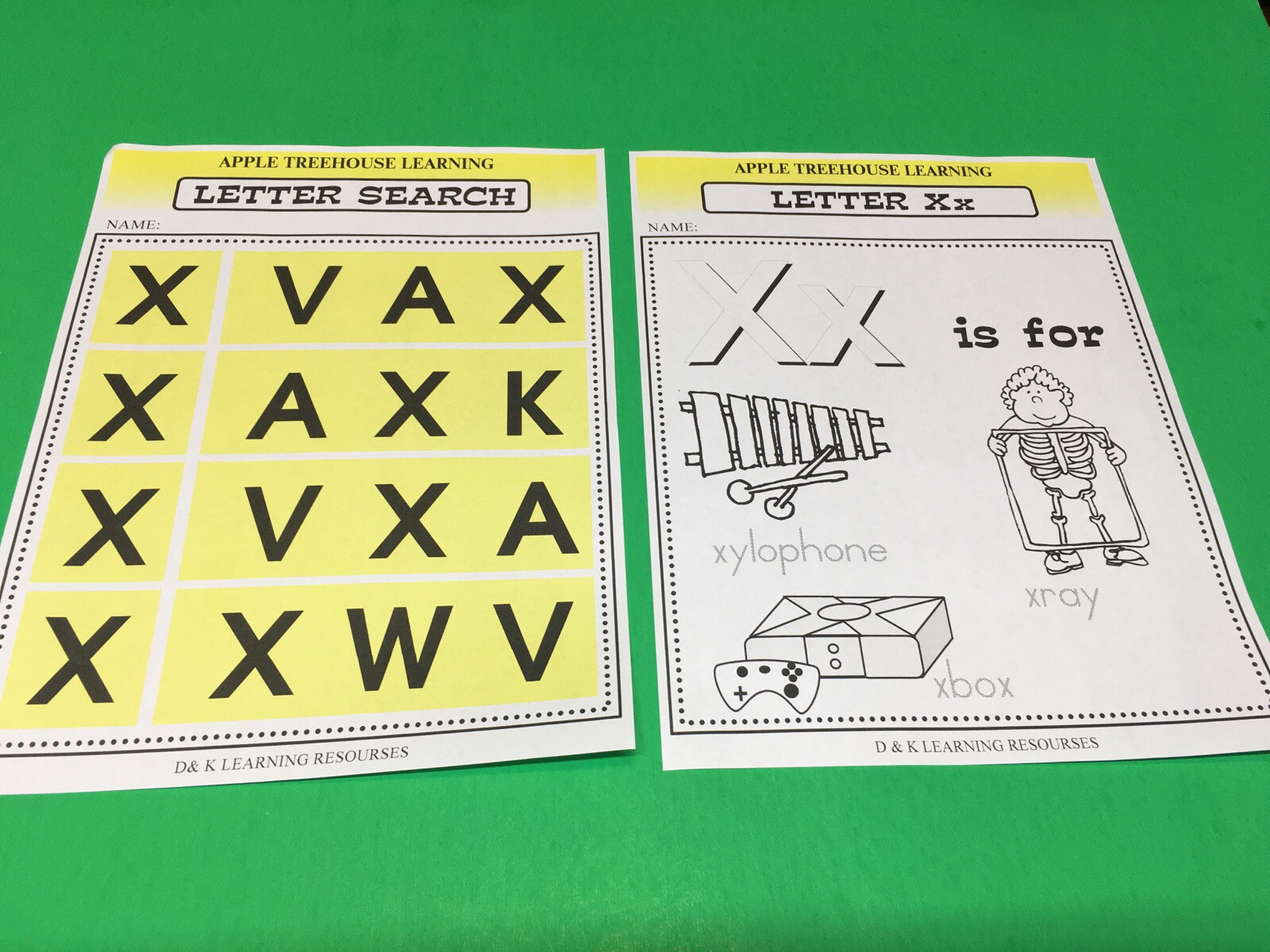 Letter Xx – Apple Treehouse Worksheets – Preschool Teaching supplies 20pgs