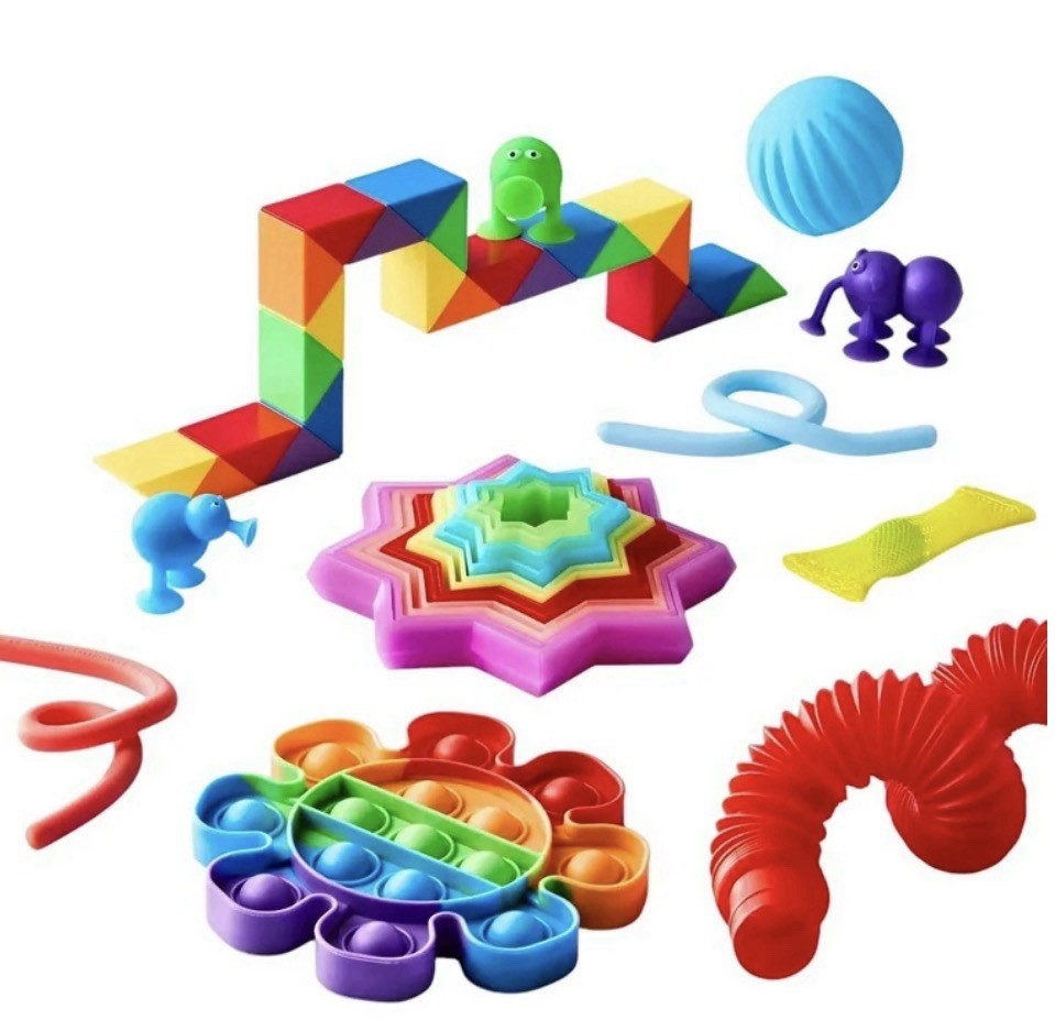 🔥Gigglescape Fidget Box 28-Piece Set For Ages 3+ Stretch, Twist & Squeeze!🔥