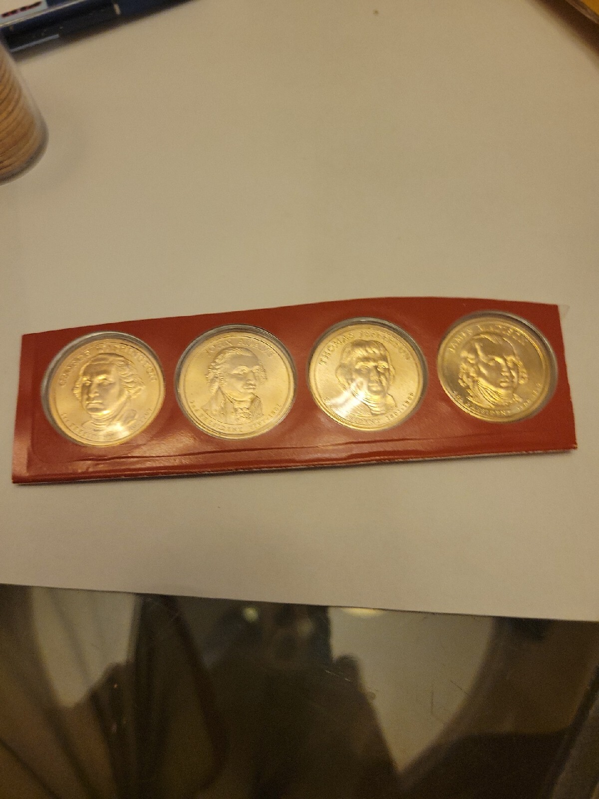 Four Presidents “Golden” Dollars Collectible Official Coin President P & D