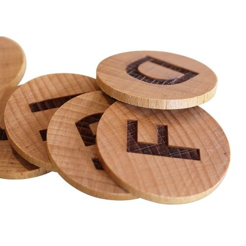 Wooden TACTILE Tracing ALPHABET Discs MATCHING PAIRS Educational Memory Game TOY
