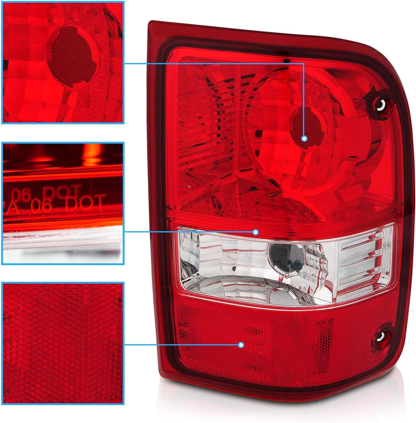 2001-2011 Ford Ranger Pickup Factory-Type Red Tail Lights Pair Left & Right