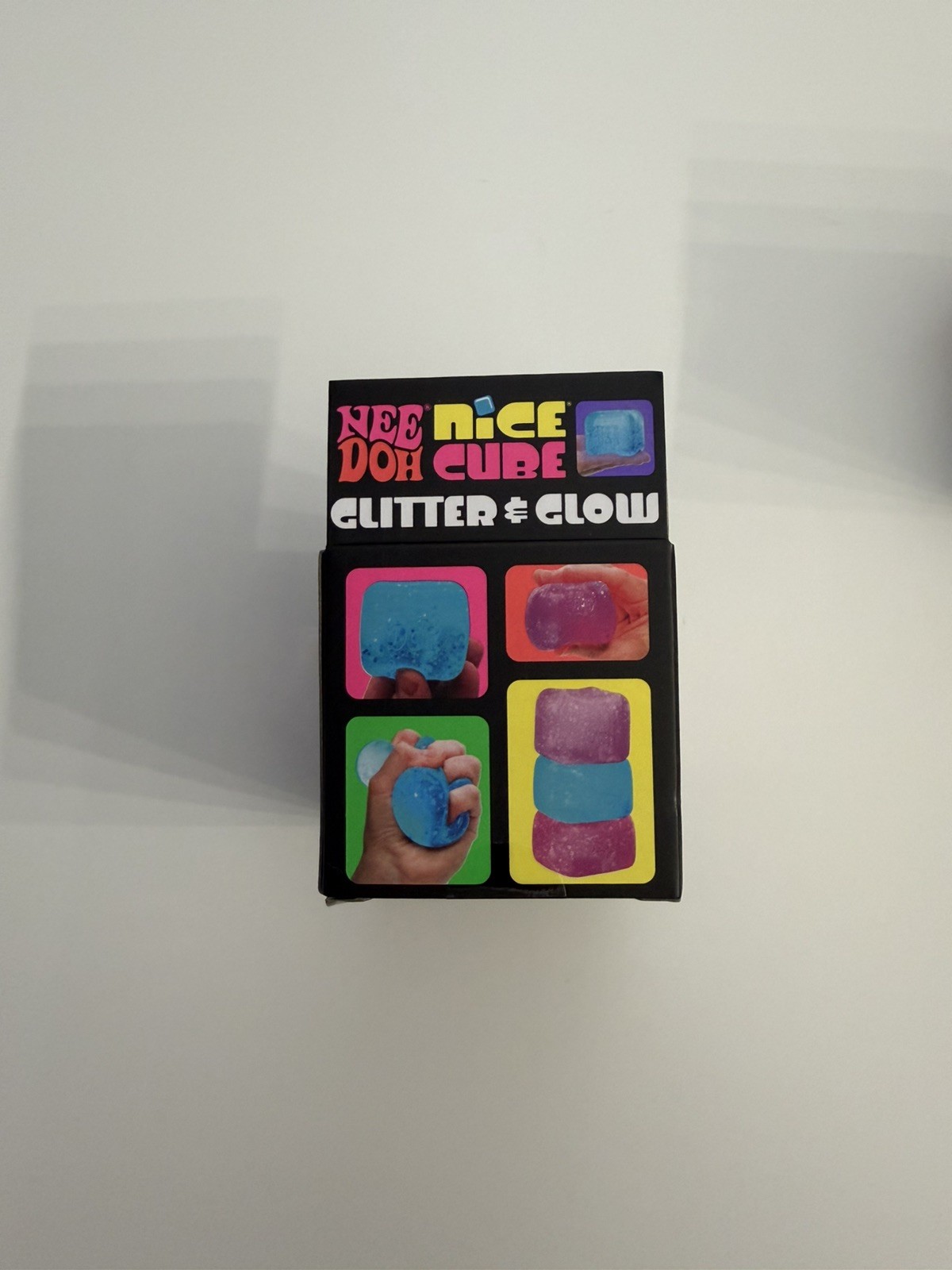 Lot of 2 NeeDoh Nice Cube Glitter & Glow squishy Squish Toy Schylling