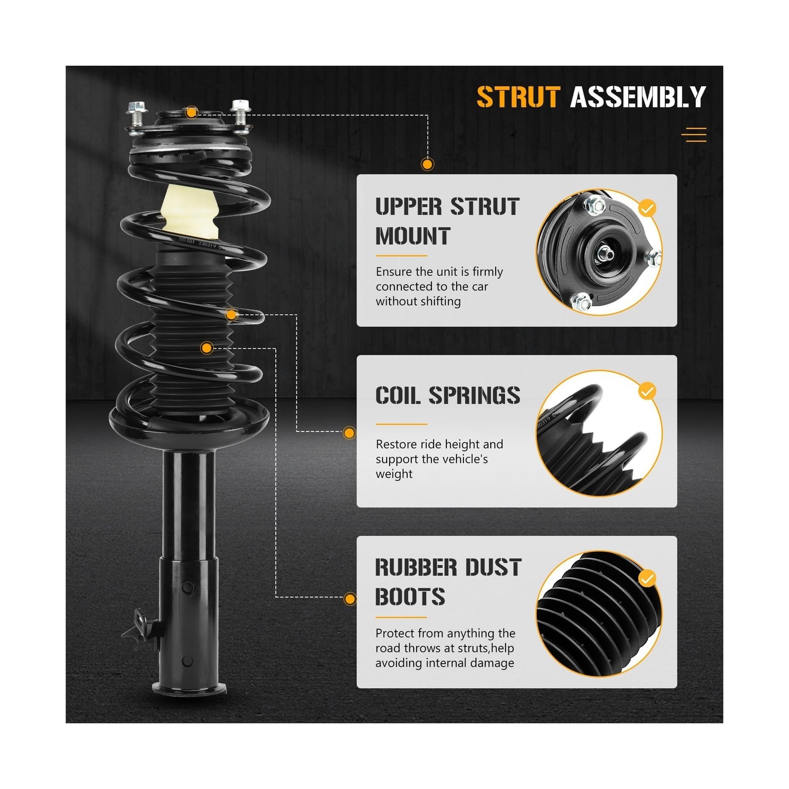 Front and Rear Complete Strut Assembly Shock Absorber Fits for Honda Civic Se…