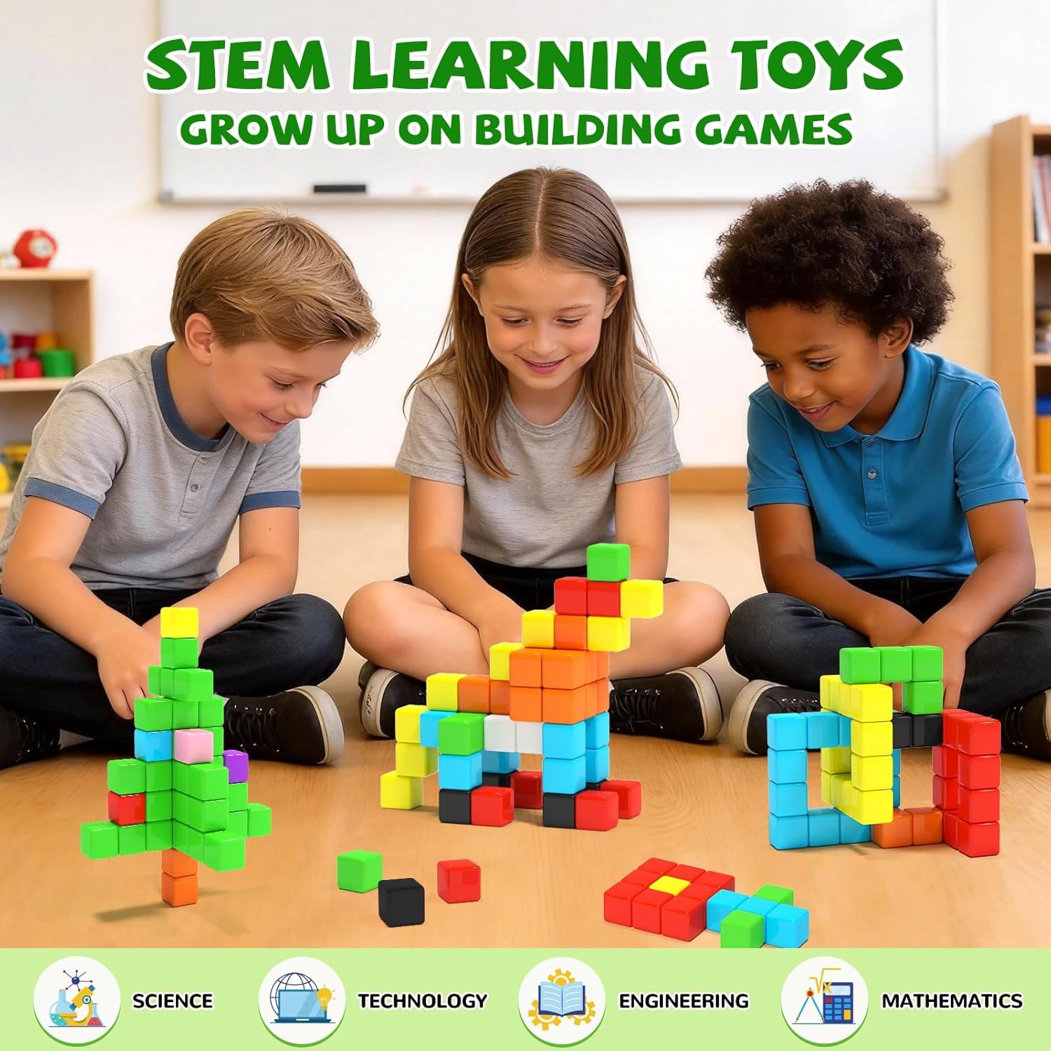 40pcs Magnetic Blocks -Ideal Gifts for 3 4 5 6 Year Old,STEM Learning Toys for 3