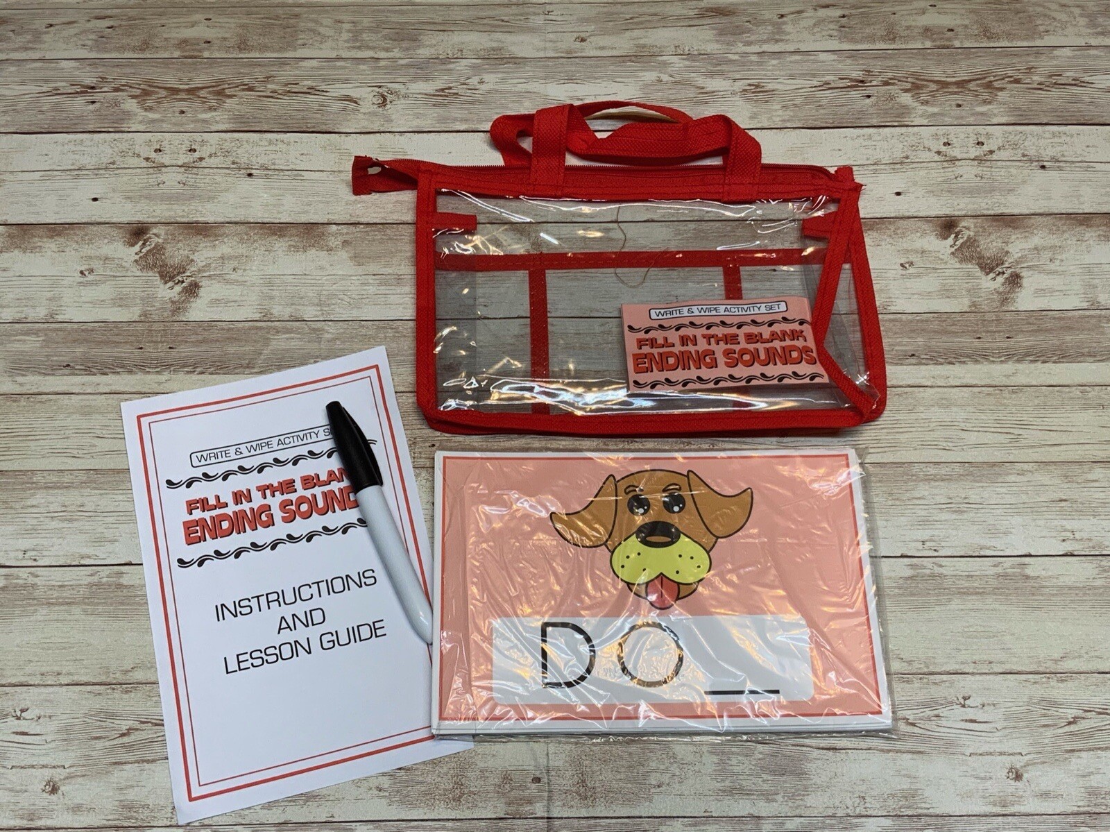Busy bag – GIFT SET (3) Write & Wipe Activity Set – Beginning, Vowels & Ending