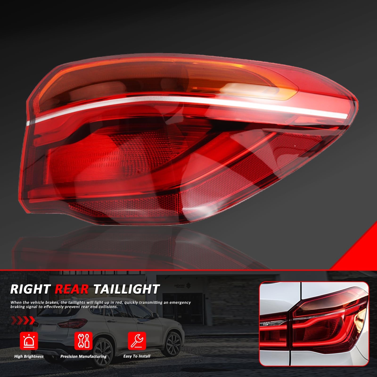 Tail Light Rear Lamp for Side Panel Compatible with BMW X1 F48 2016-2019 Repl…
