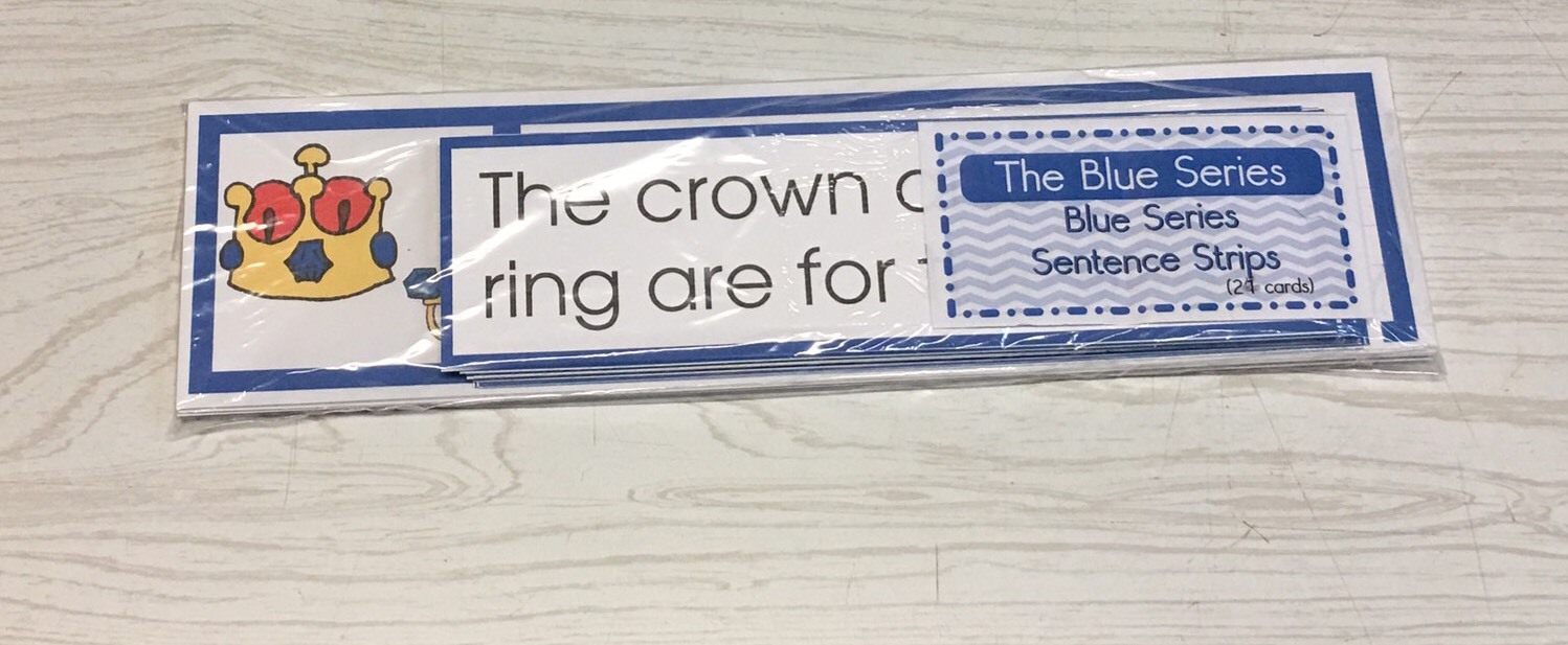 The Blue Series – Matching Sentences Strips (24 strips) Montessori