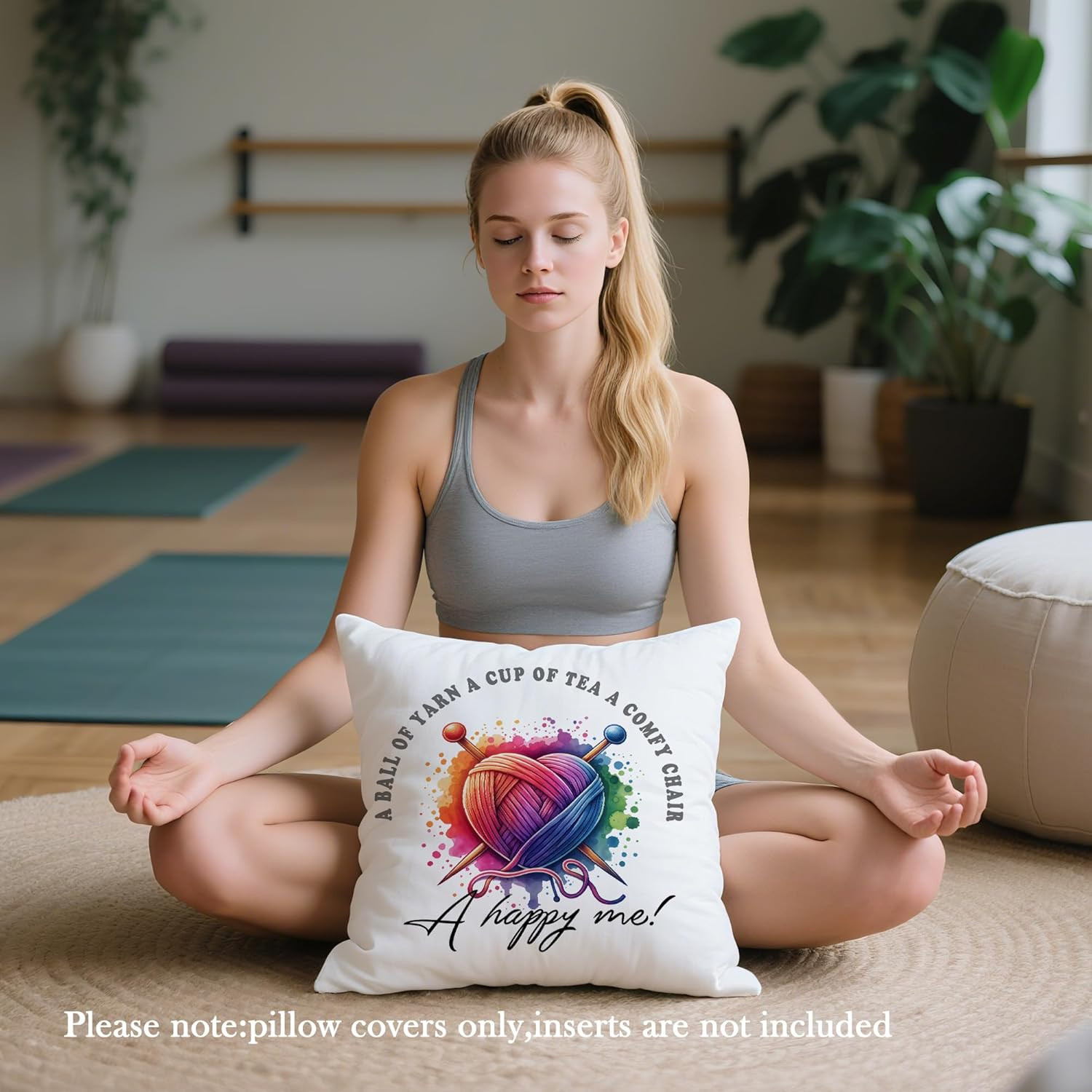 Gifts for Mom Who Knits – a Ball of Yarn a Cup of Tea a Comfy Chair Pillow Cover